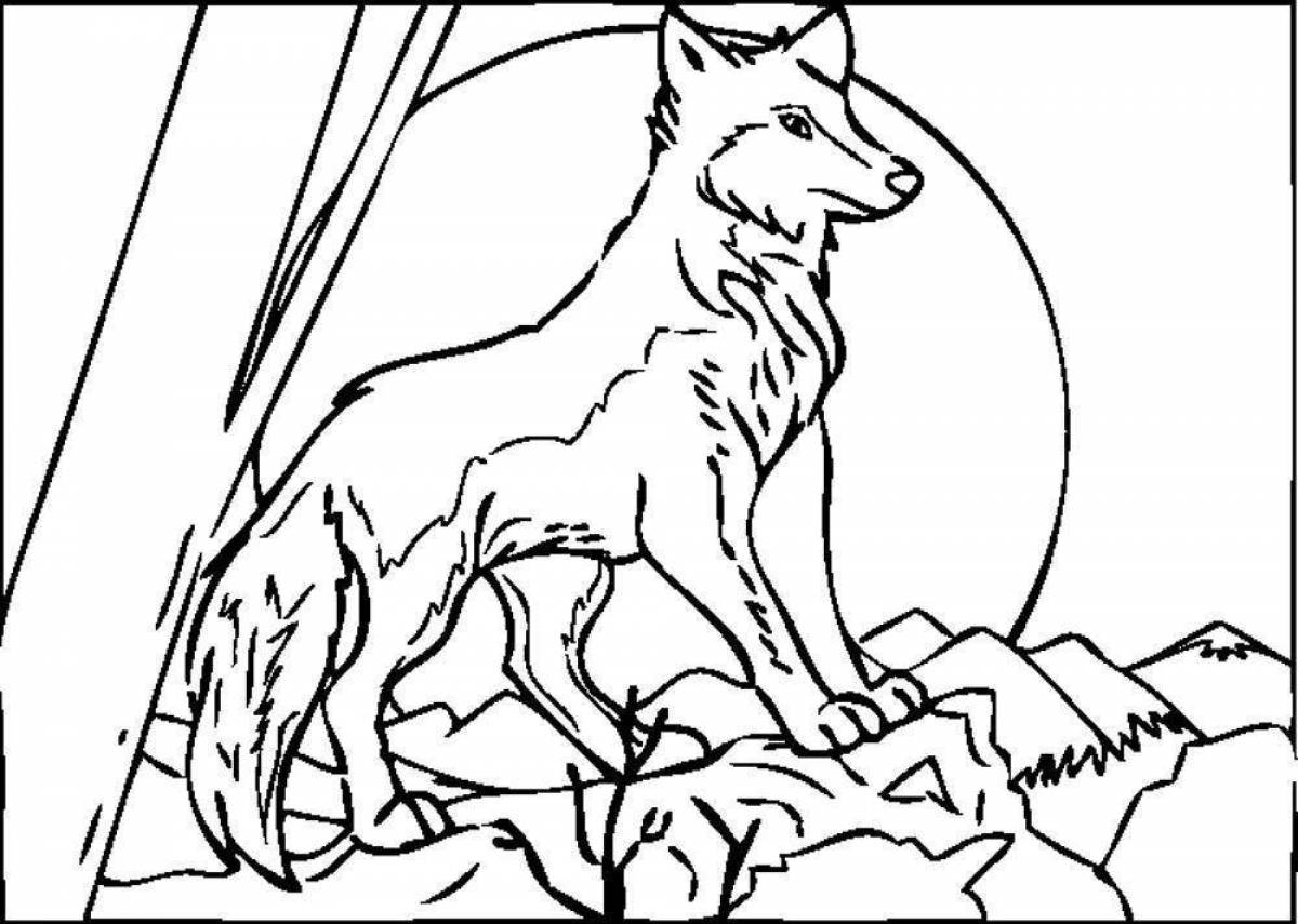 Amazing red wolf coloring page