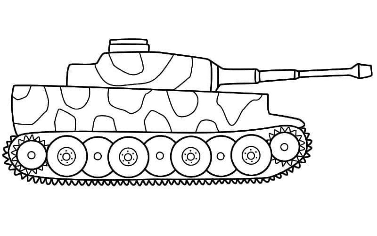 Красочный мультяшный танк-раскраска