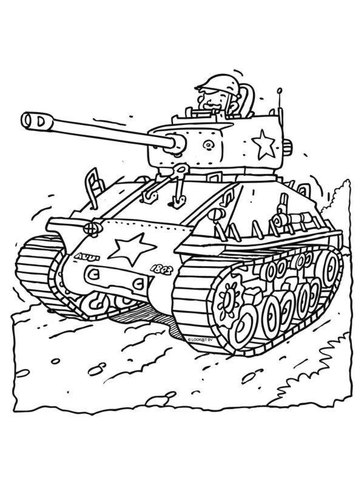 Игривая страница раскраски мультяшных танков