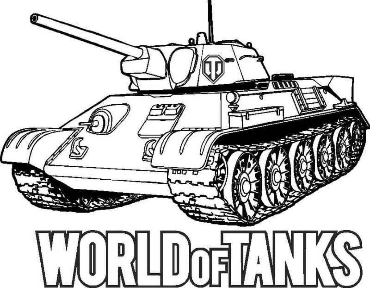 Adorable cartoon tank coloring page