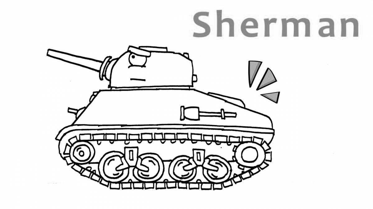Выдающаяся страница раскраски мультяшных танков