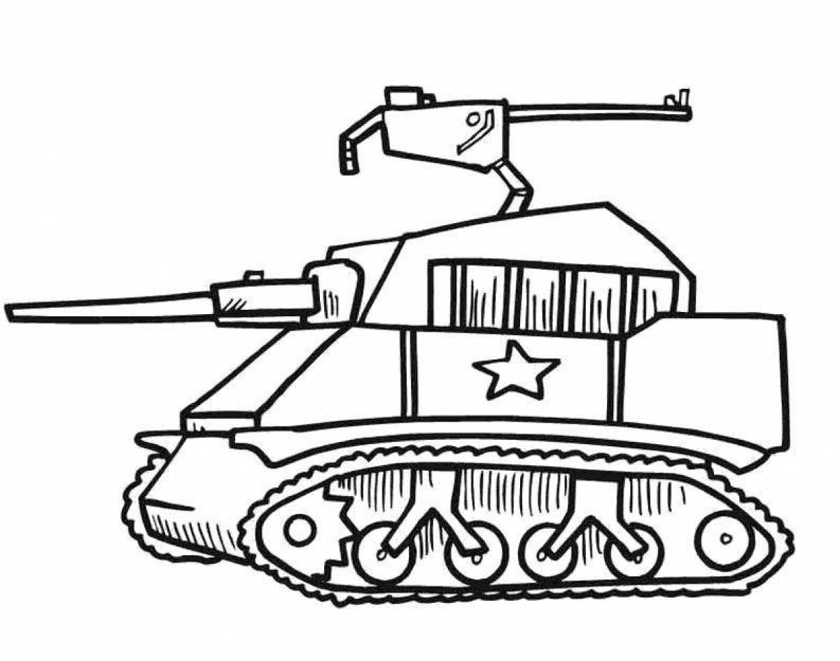Раскраска славный мультяшный танк