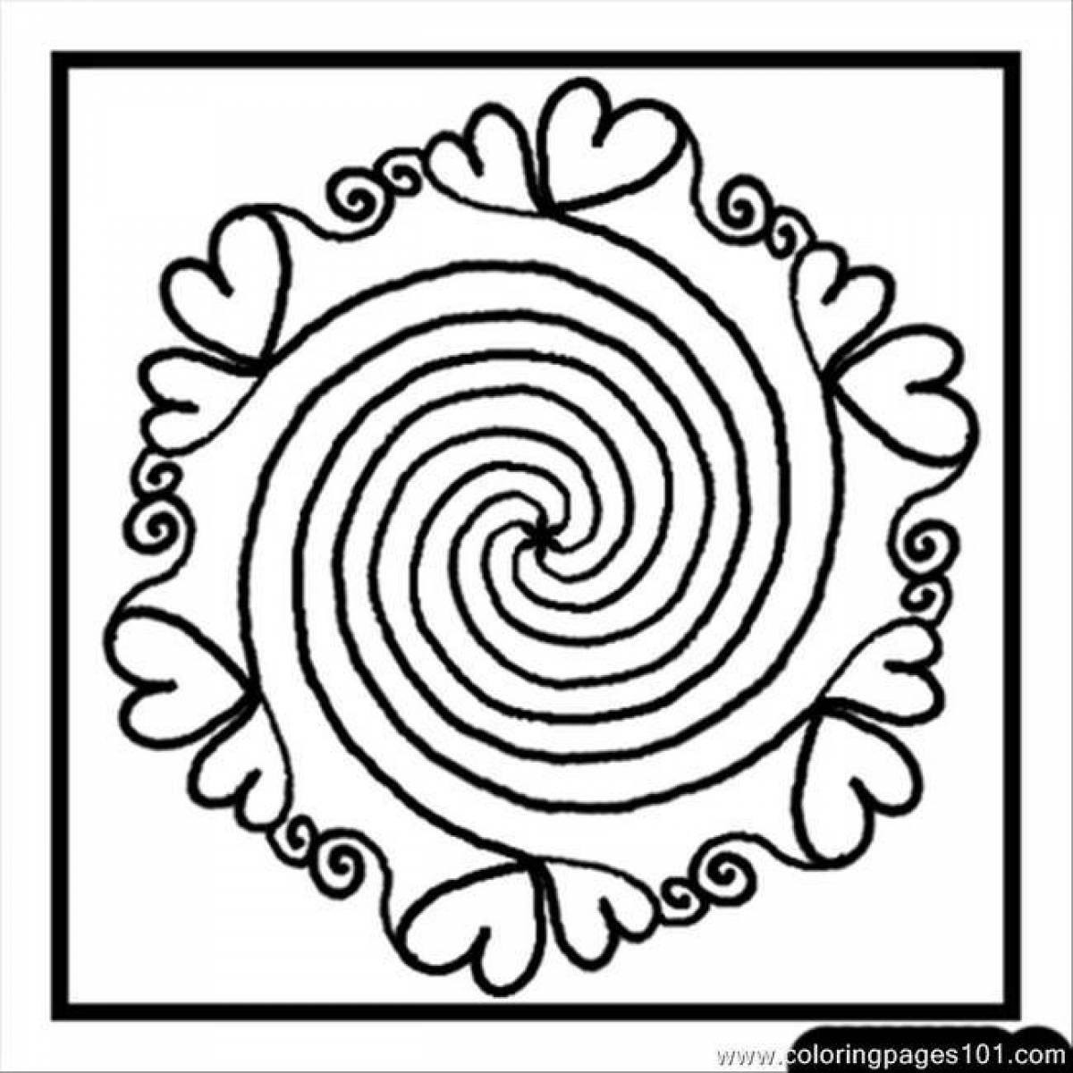 Art coloring spiral unpainted