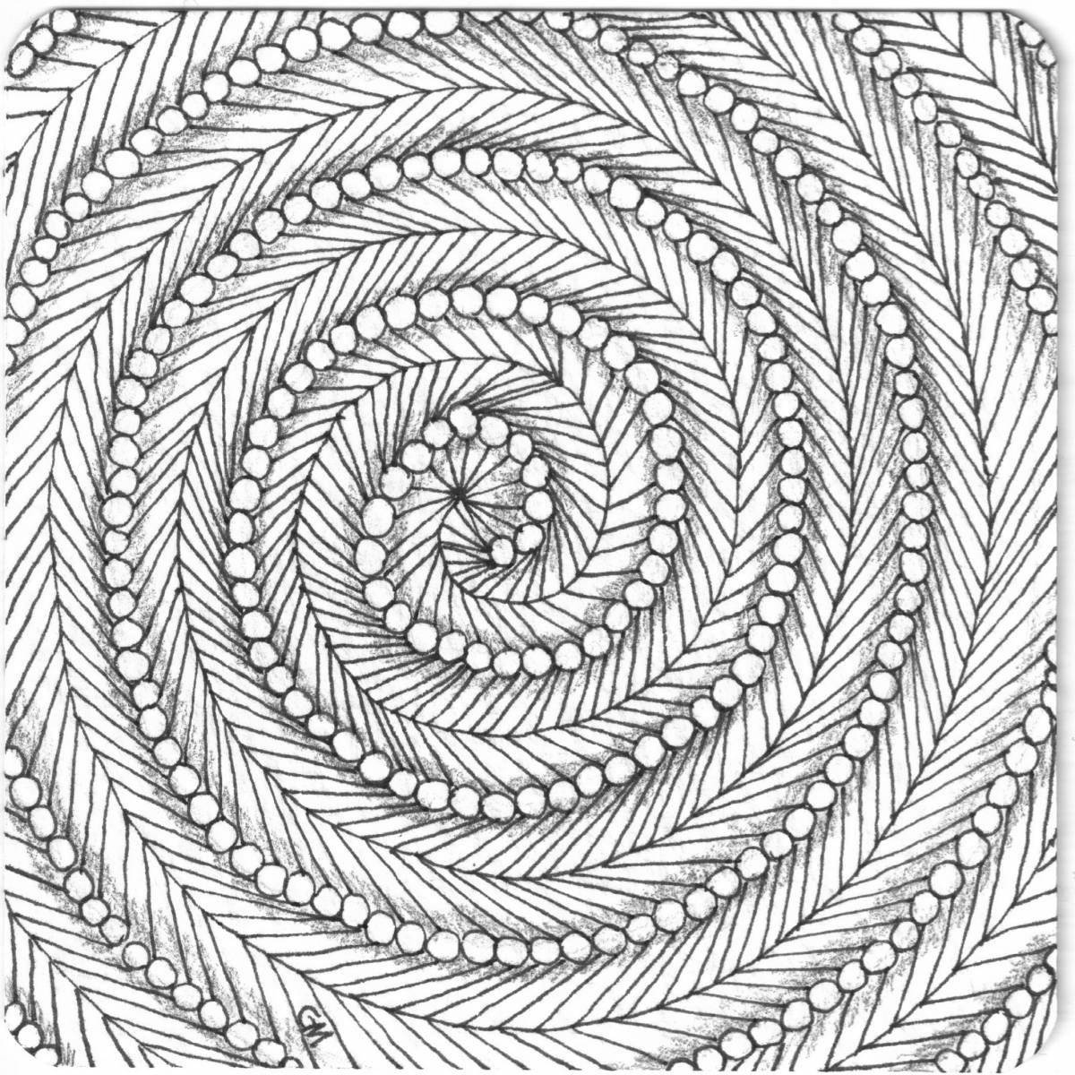 Fascinating coloring spiral uncolored page