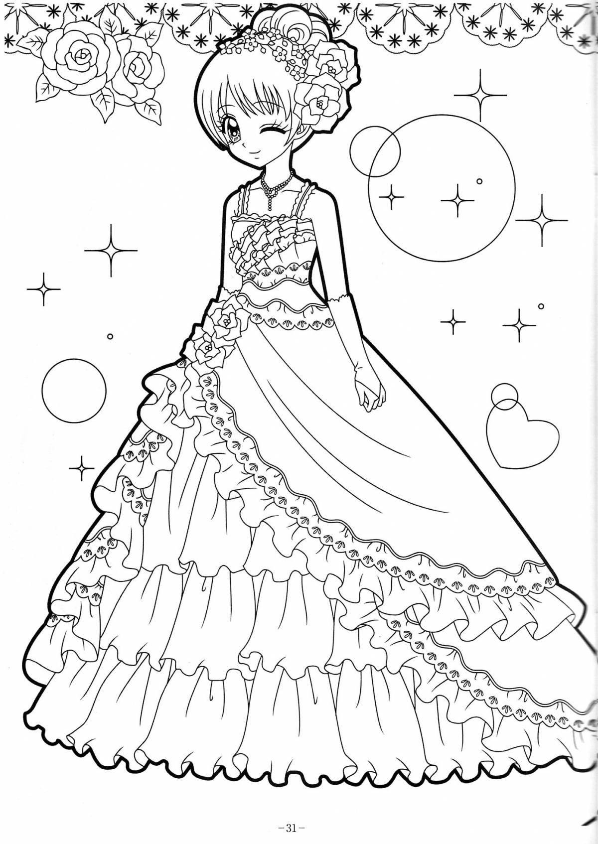 Beautiful coloring girl in a dress