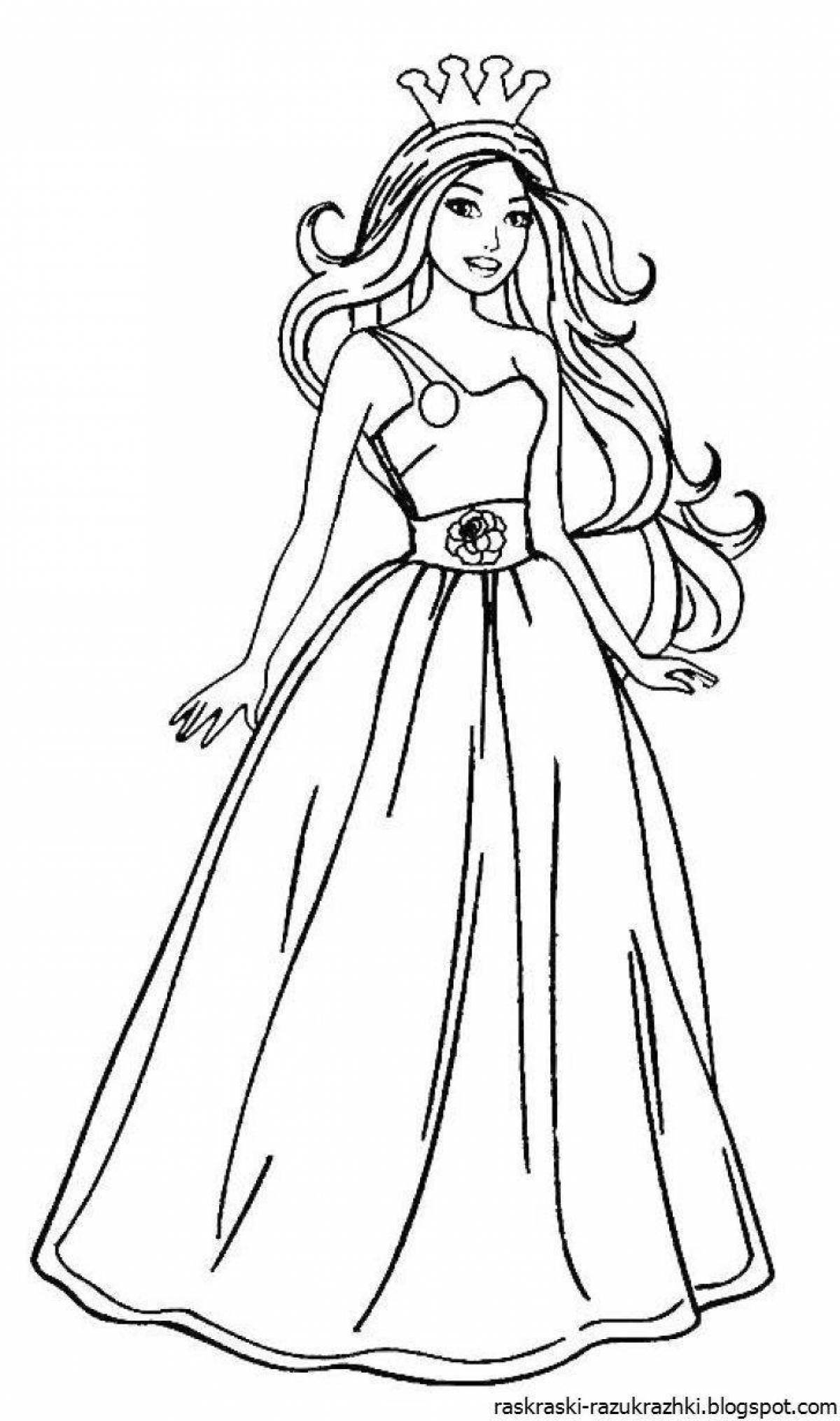 Glamor coloring girl in a dress