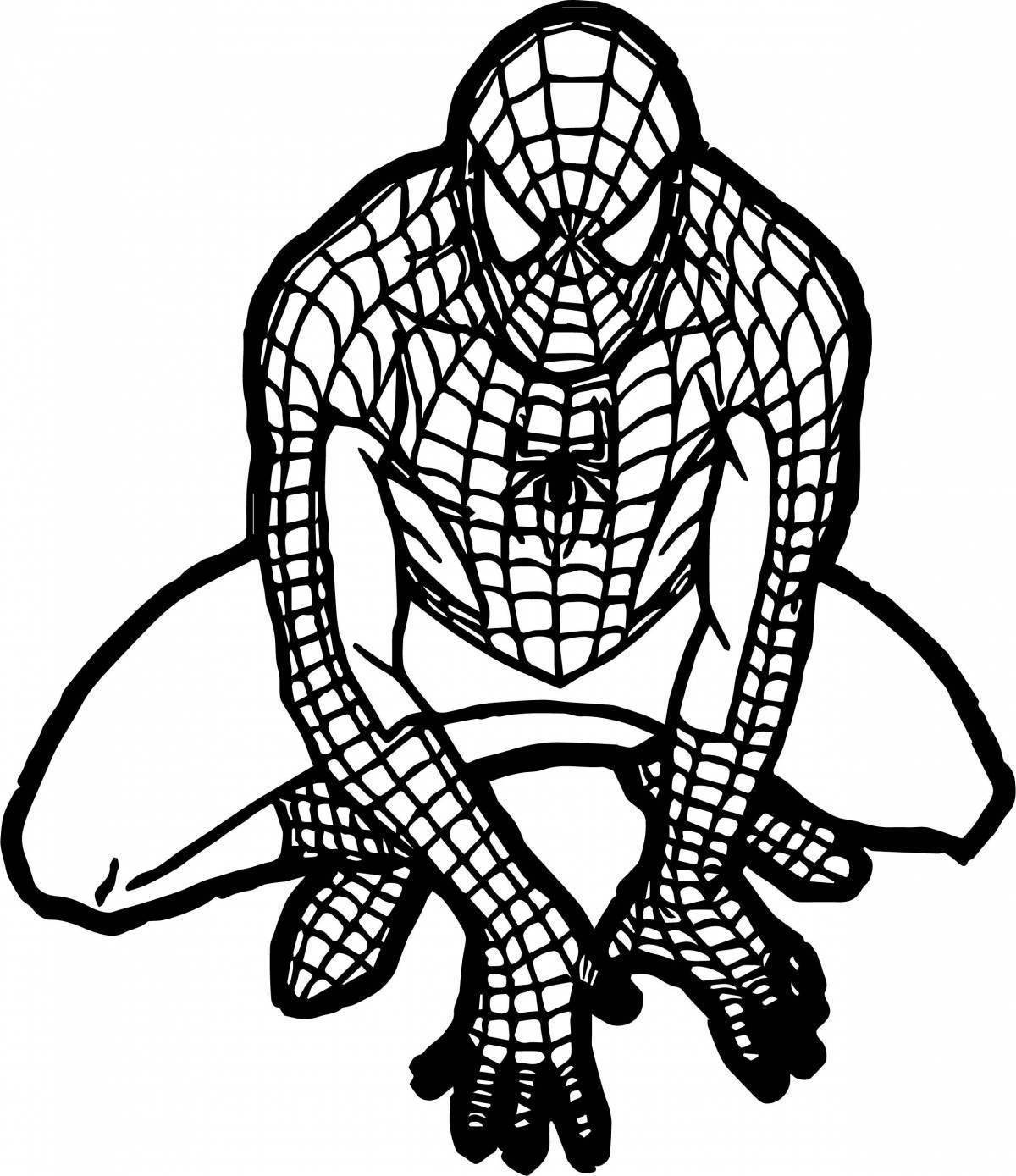 Colorfully crafted Spiderman coloring page