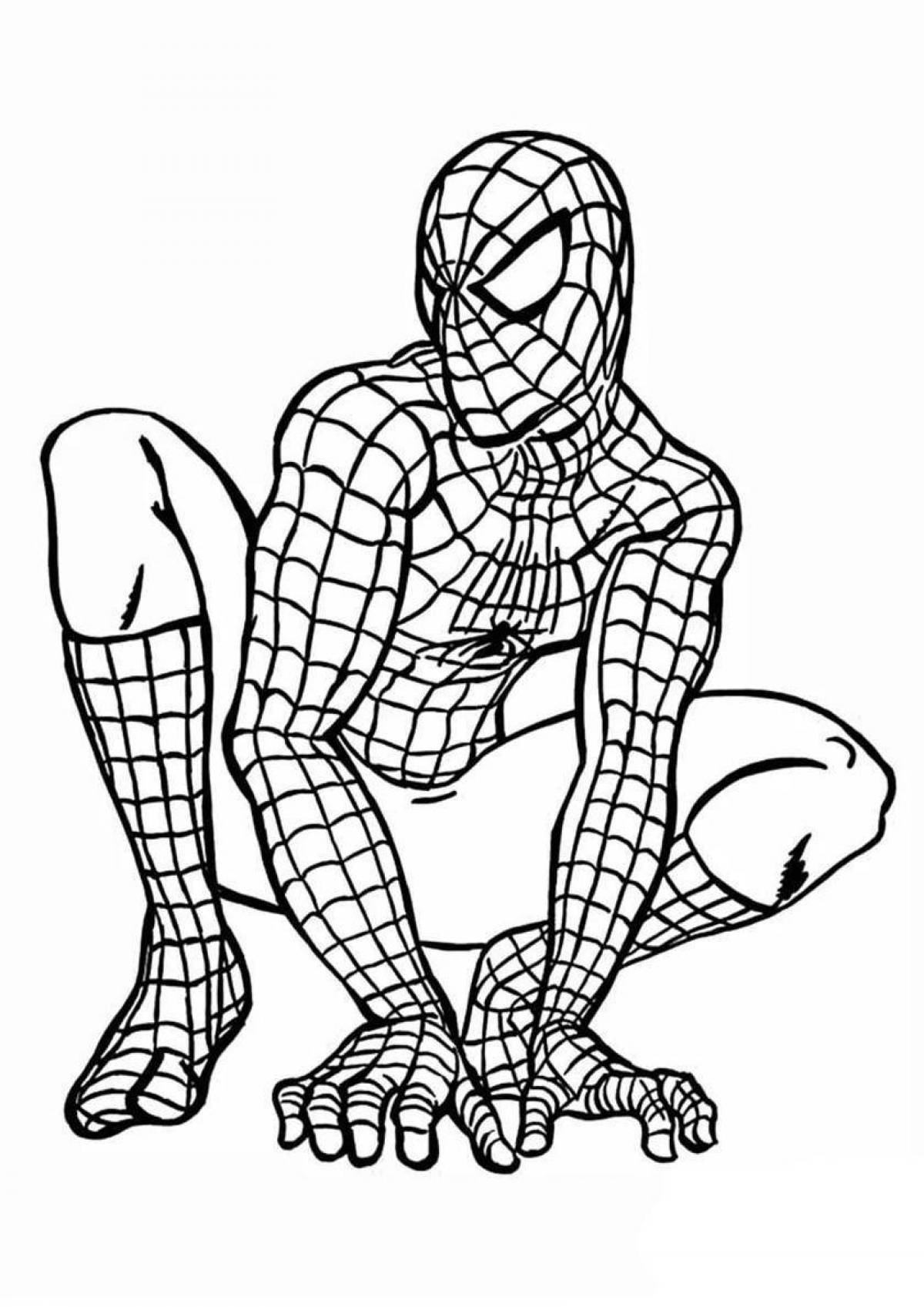 Spiderman's intricately crafted coloring page