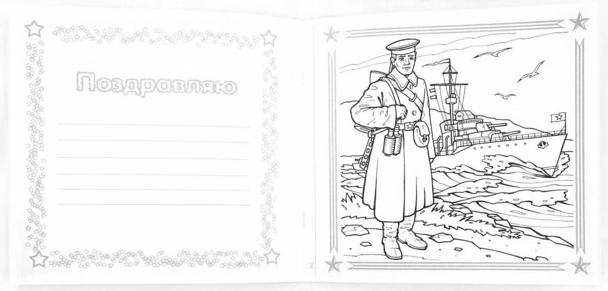 Fashion coloring letter to soldier template