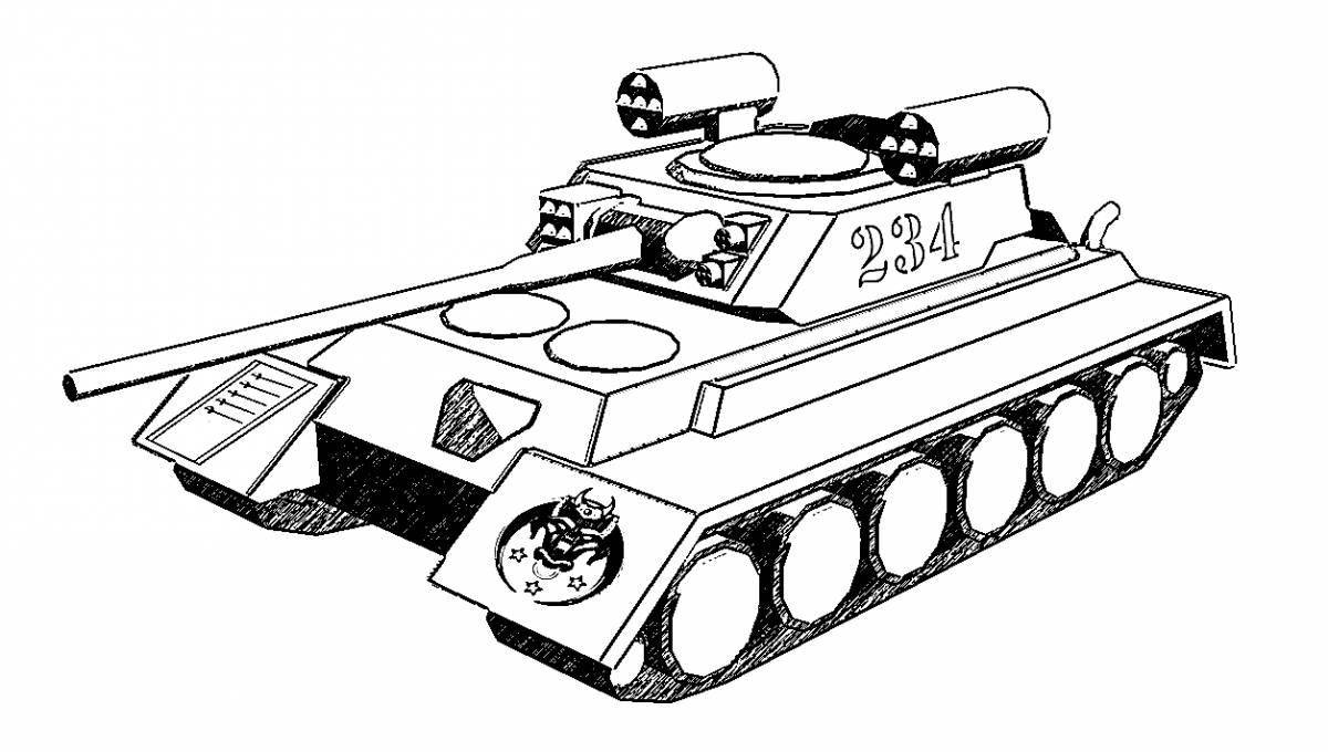 Colorful tank coloring book for 3-4 year olds