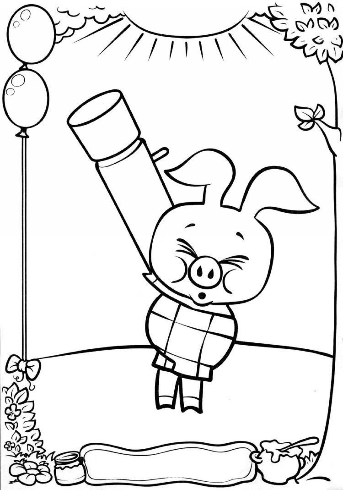 Adorable pig coloring page
