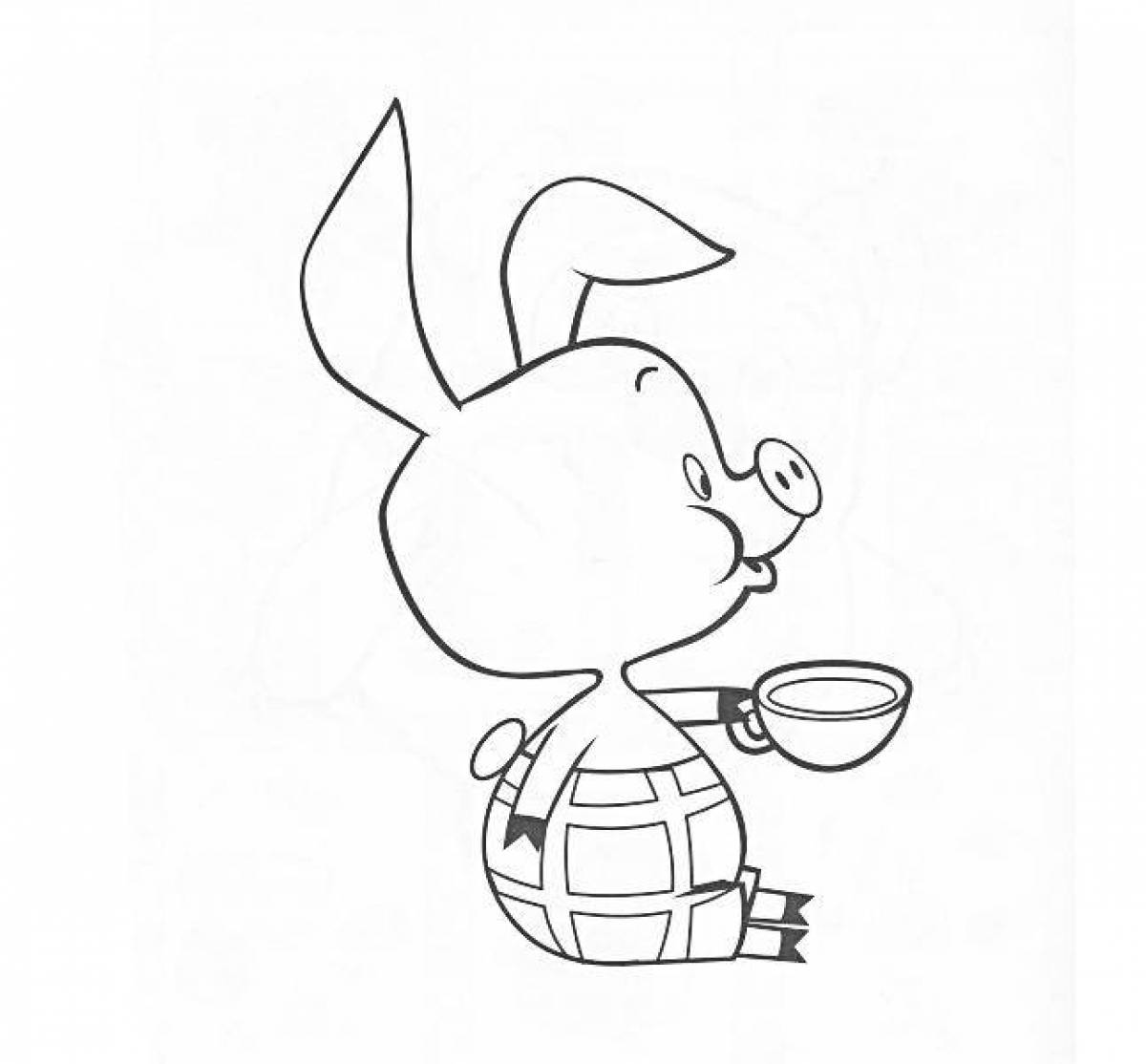 Sunny pig coloring page