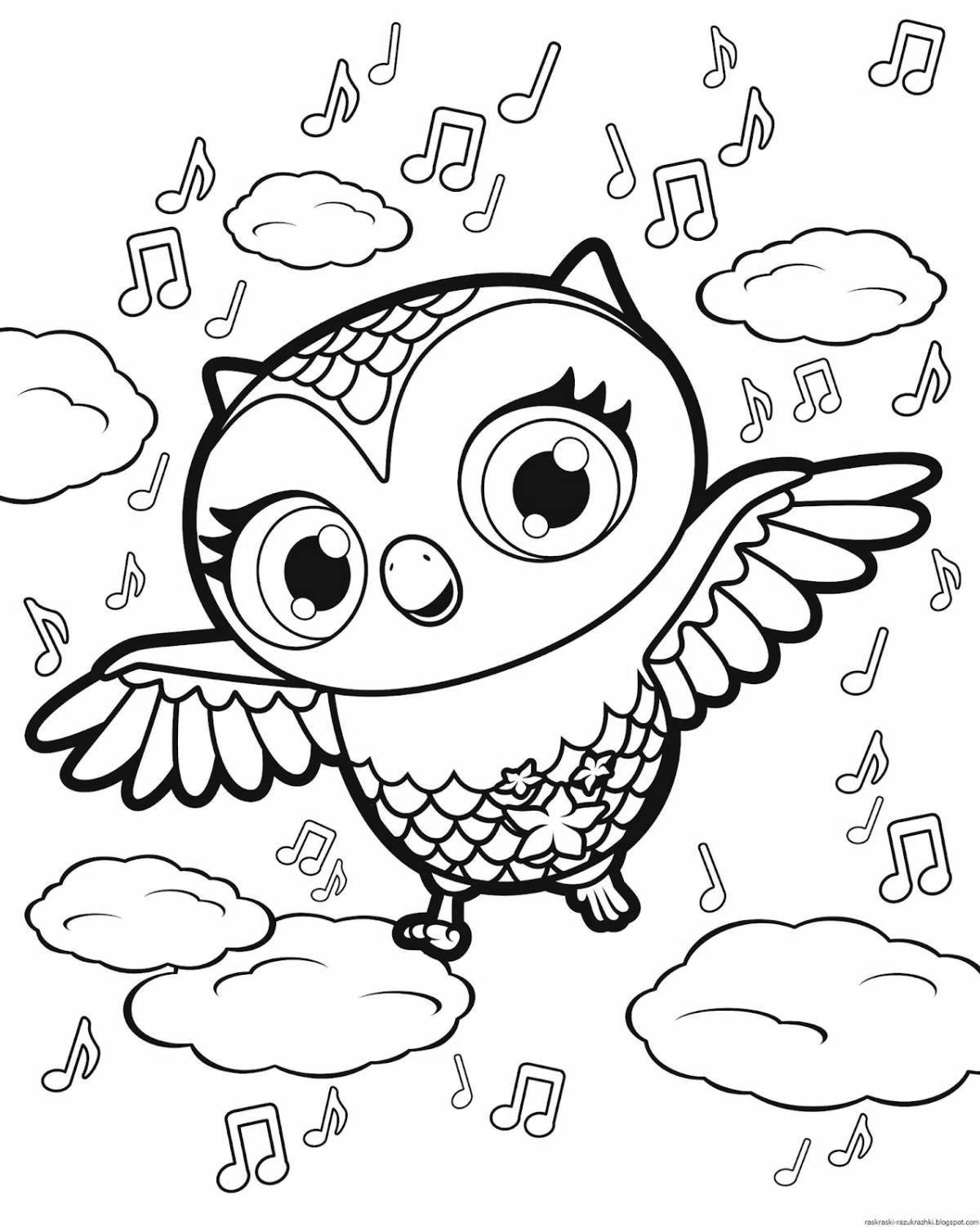Colorful owlet coloring page