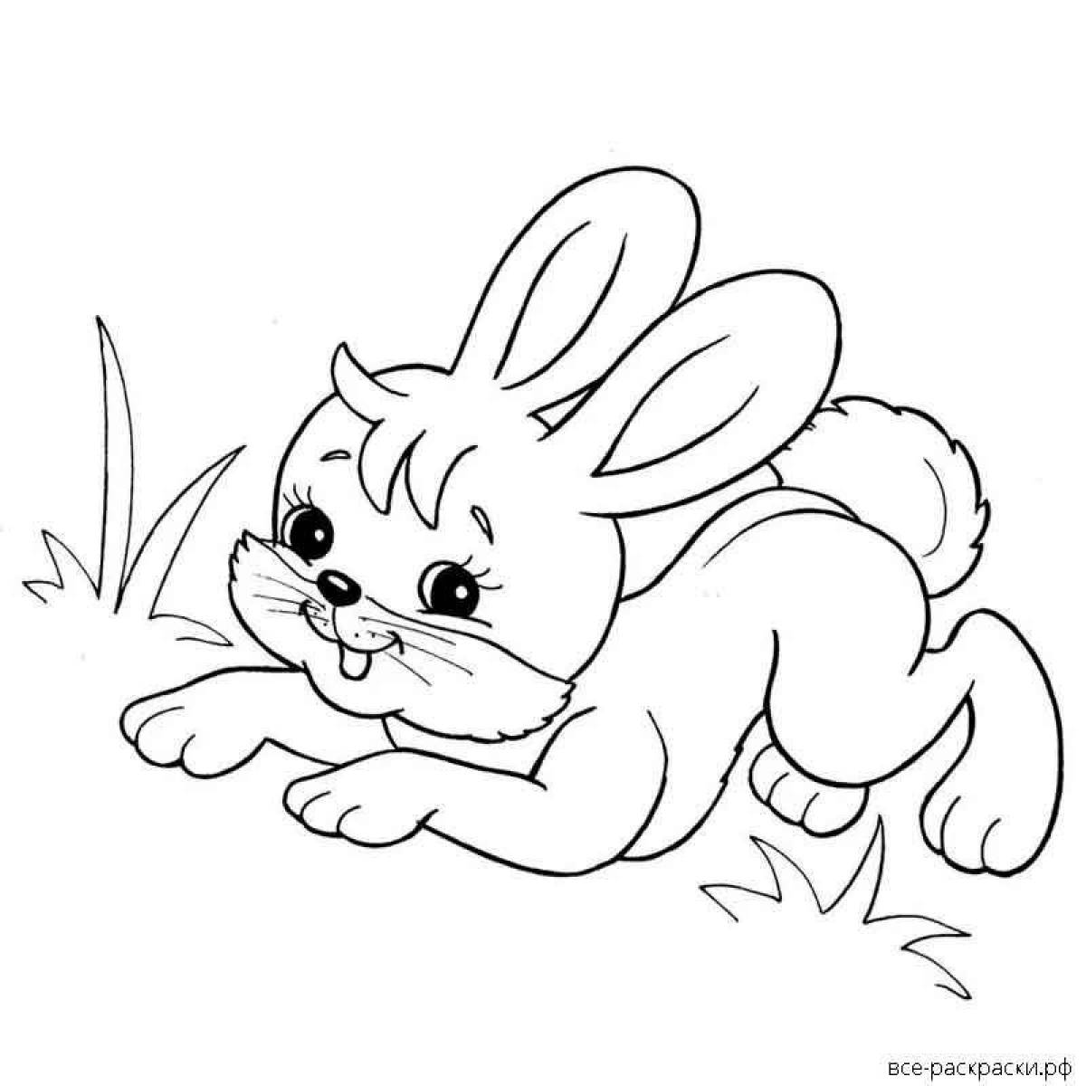 Очаровательный рисунок кролика-раскраски