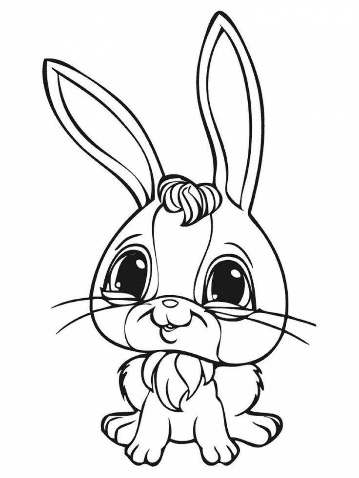 Радостный рисунок кролика-раскраски