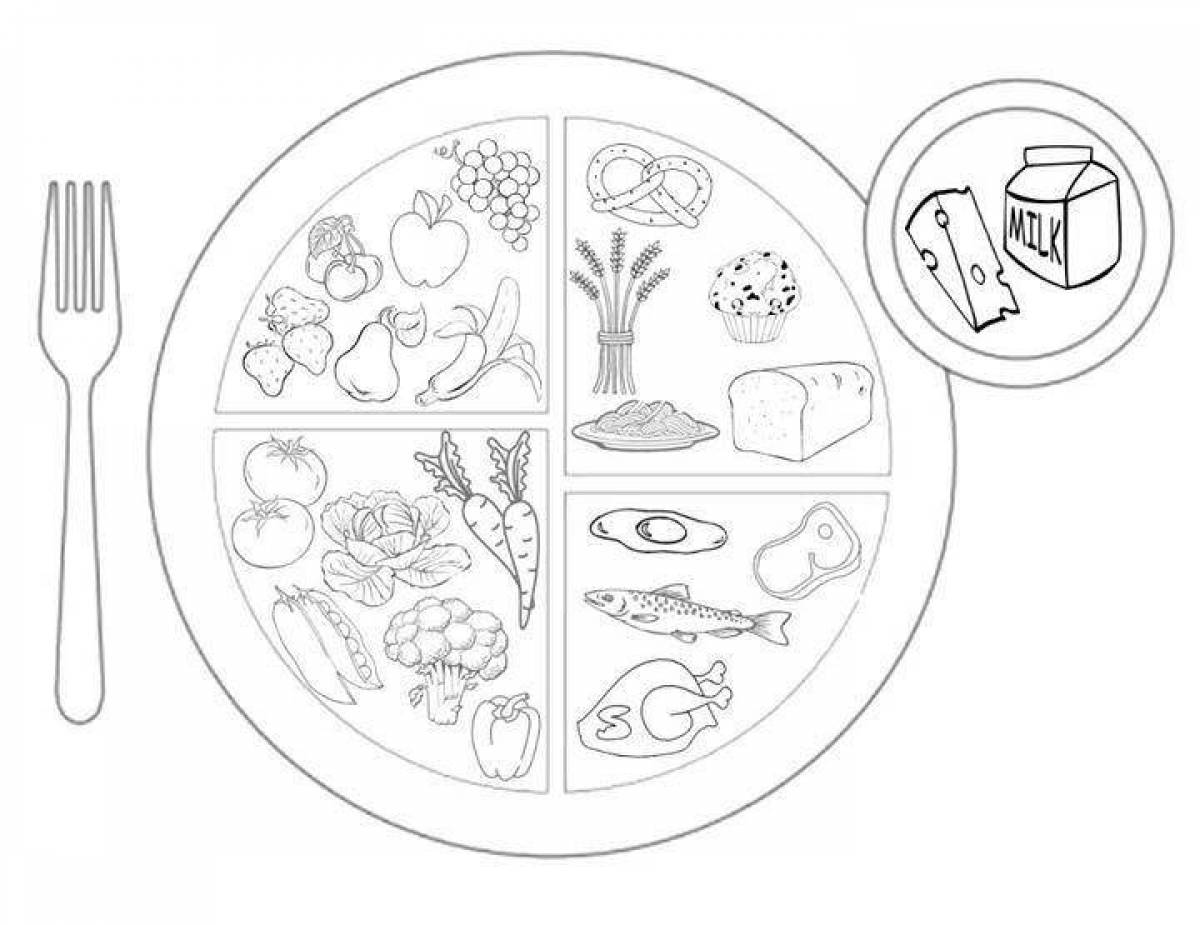 Colorful healthy food coloring page