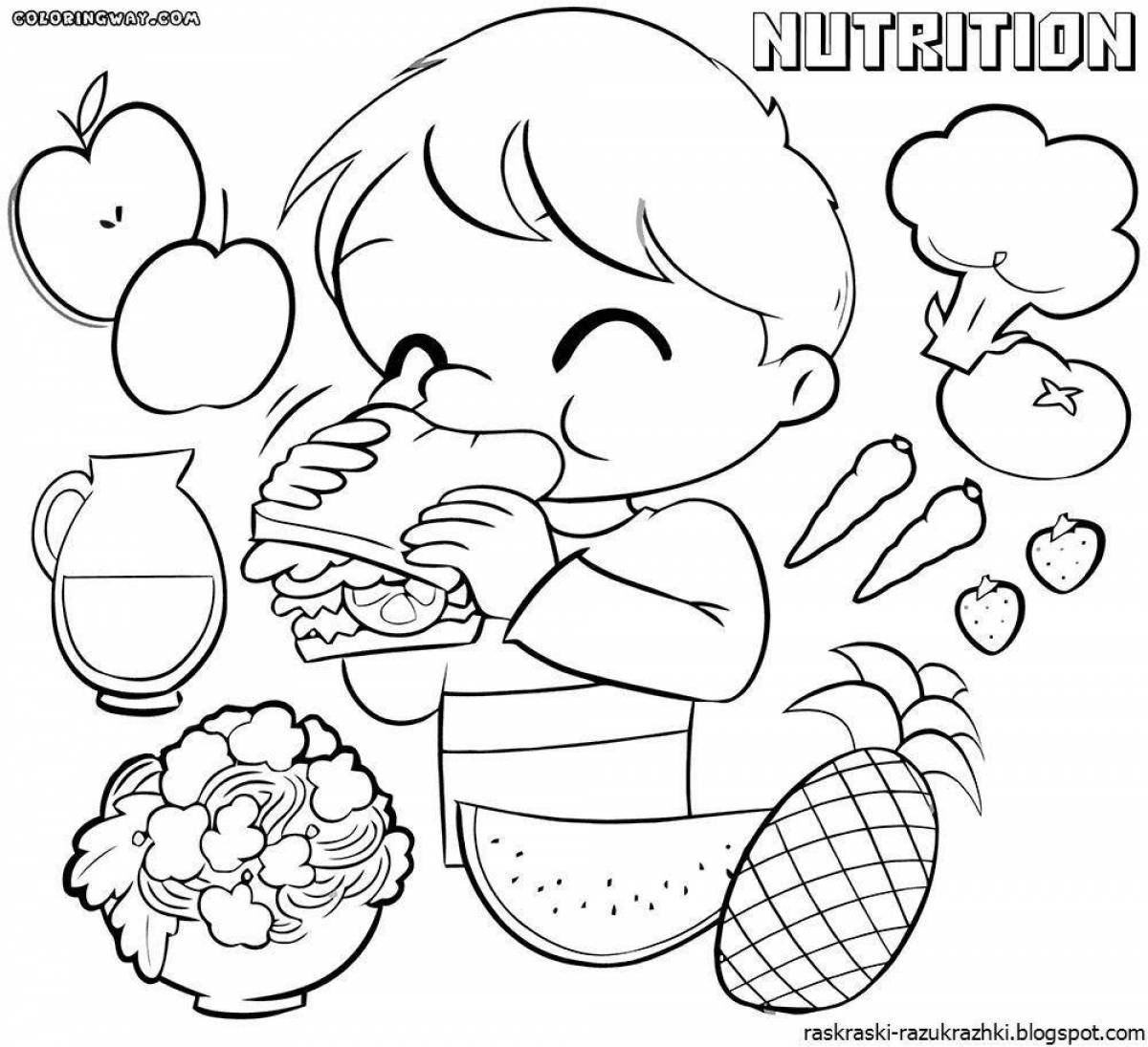 Fun coloring book about healthy eating
