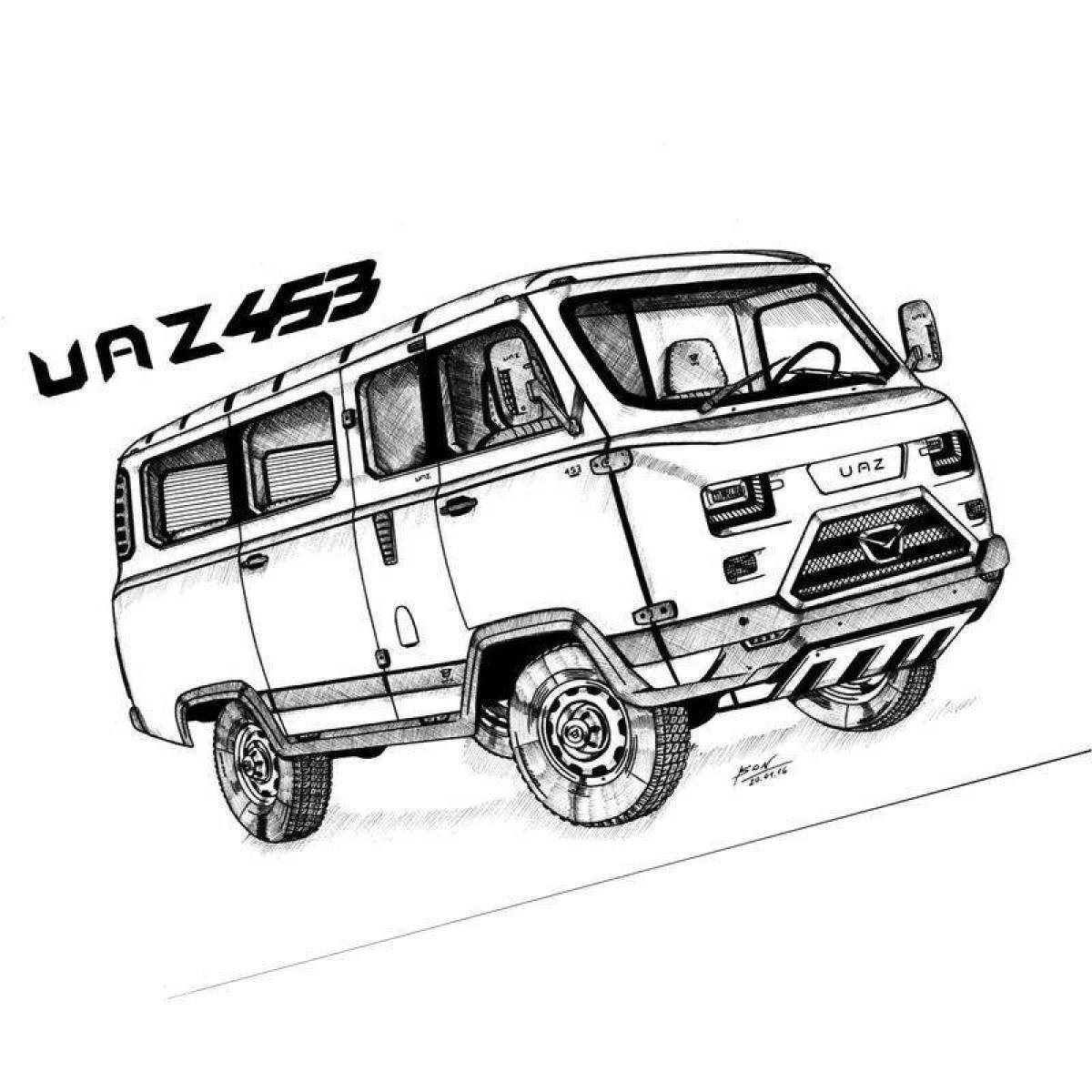 Colorful UAZ loaf coloring page