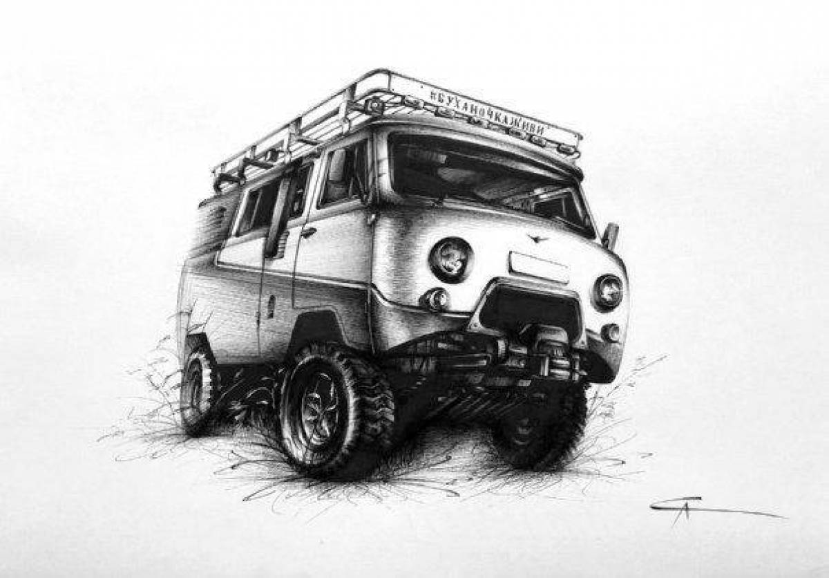 Coloring book glorious UAZ loaf