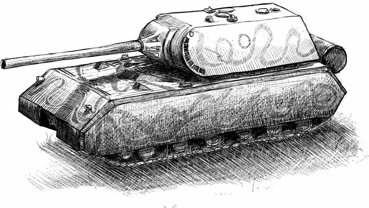 Раскраска весёлый мышиный танк
