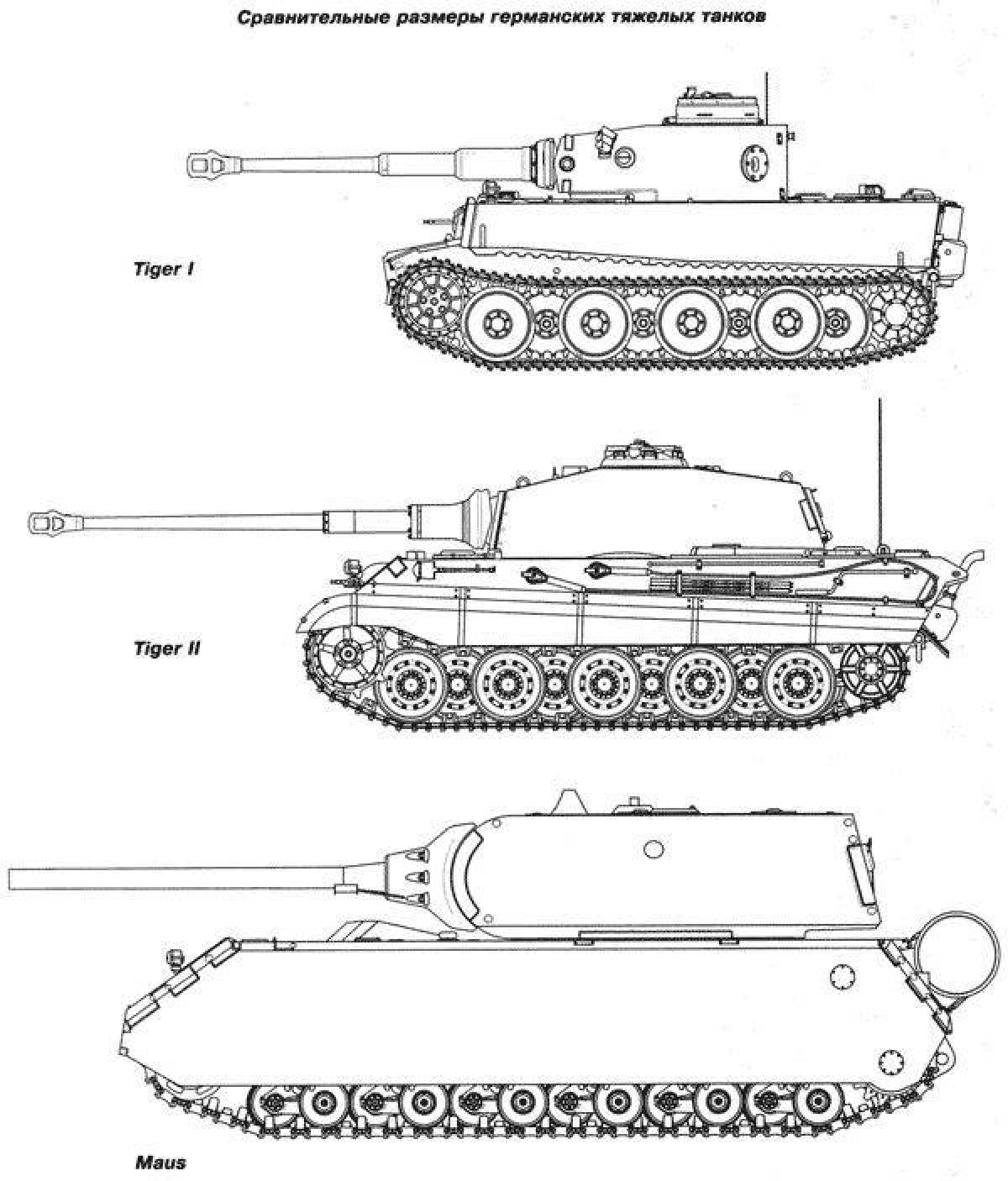 Очаровательная страница раскраски танка с мышью