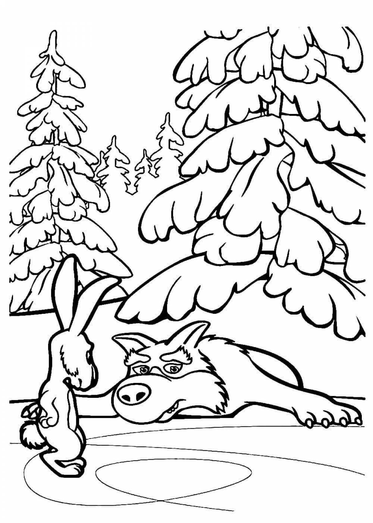 Wonderful winter in the forest coloring book