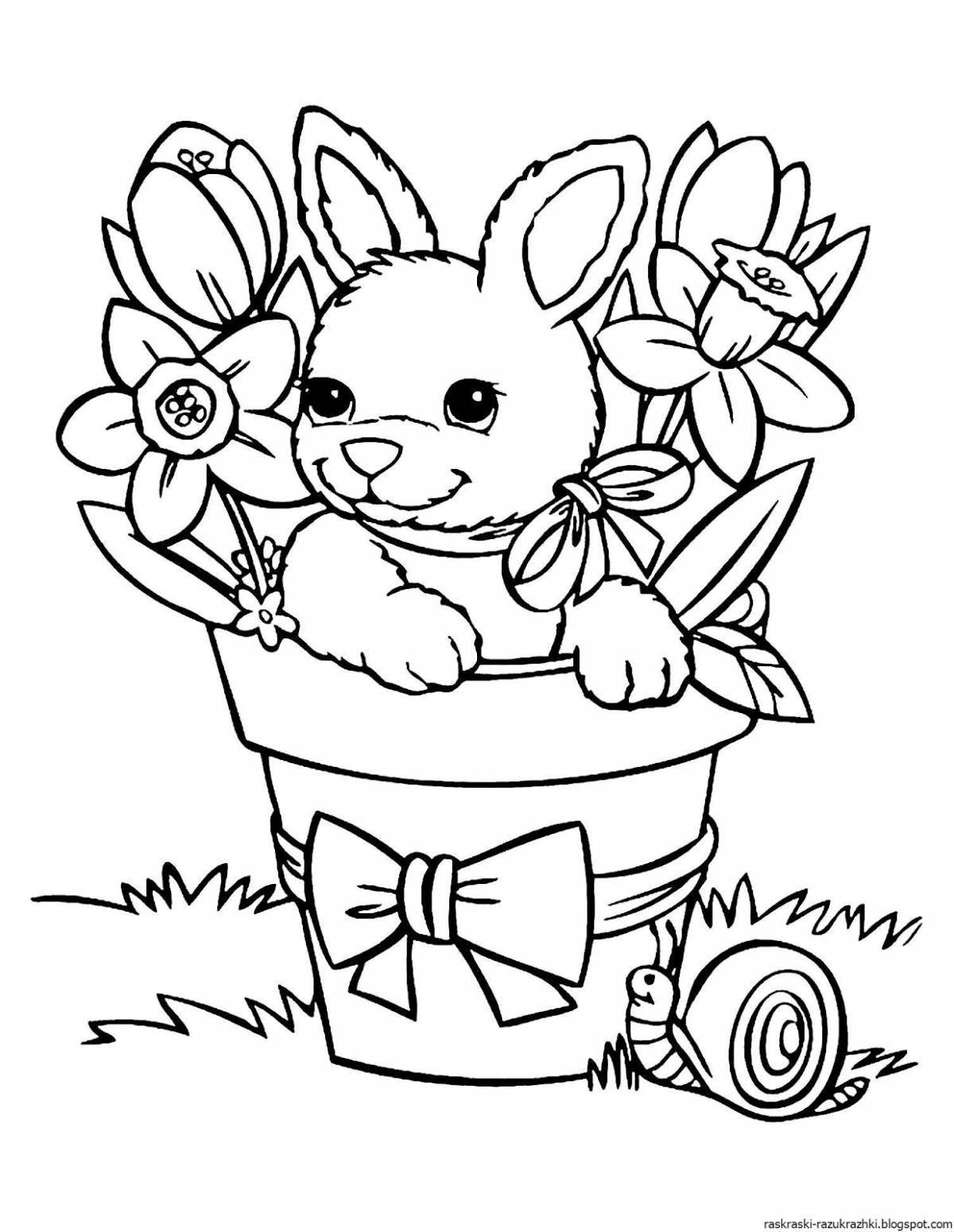 Веселая раскраска для девочек-кроликов