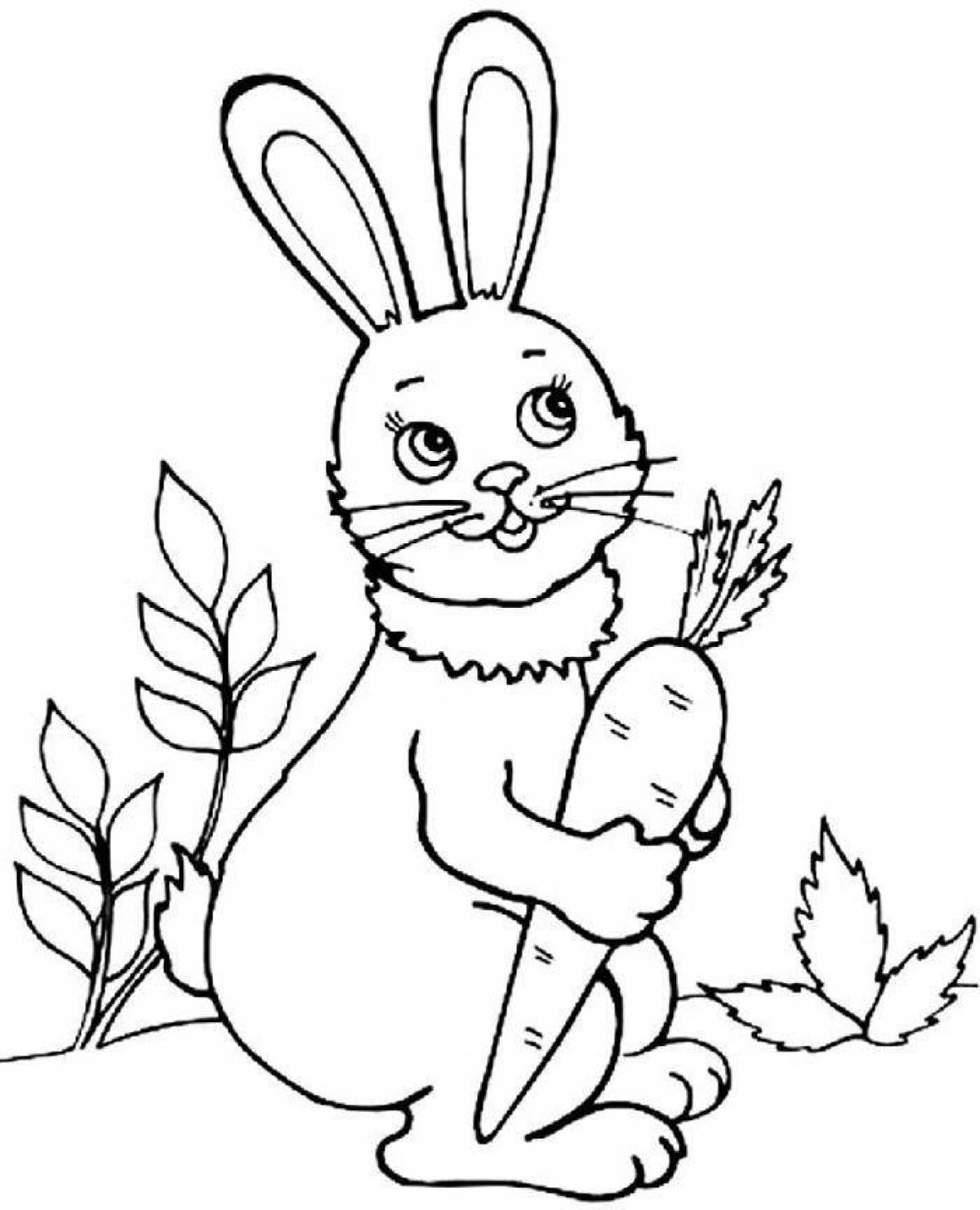 Очаровательный кролик с морковкой раскраска