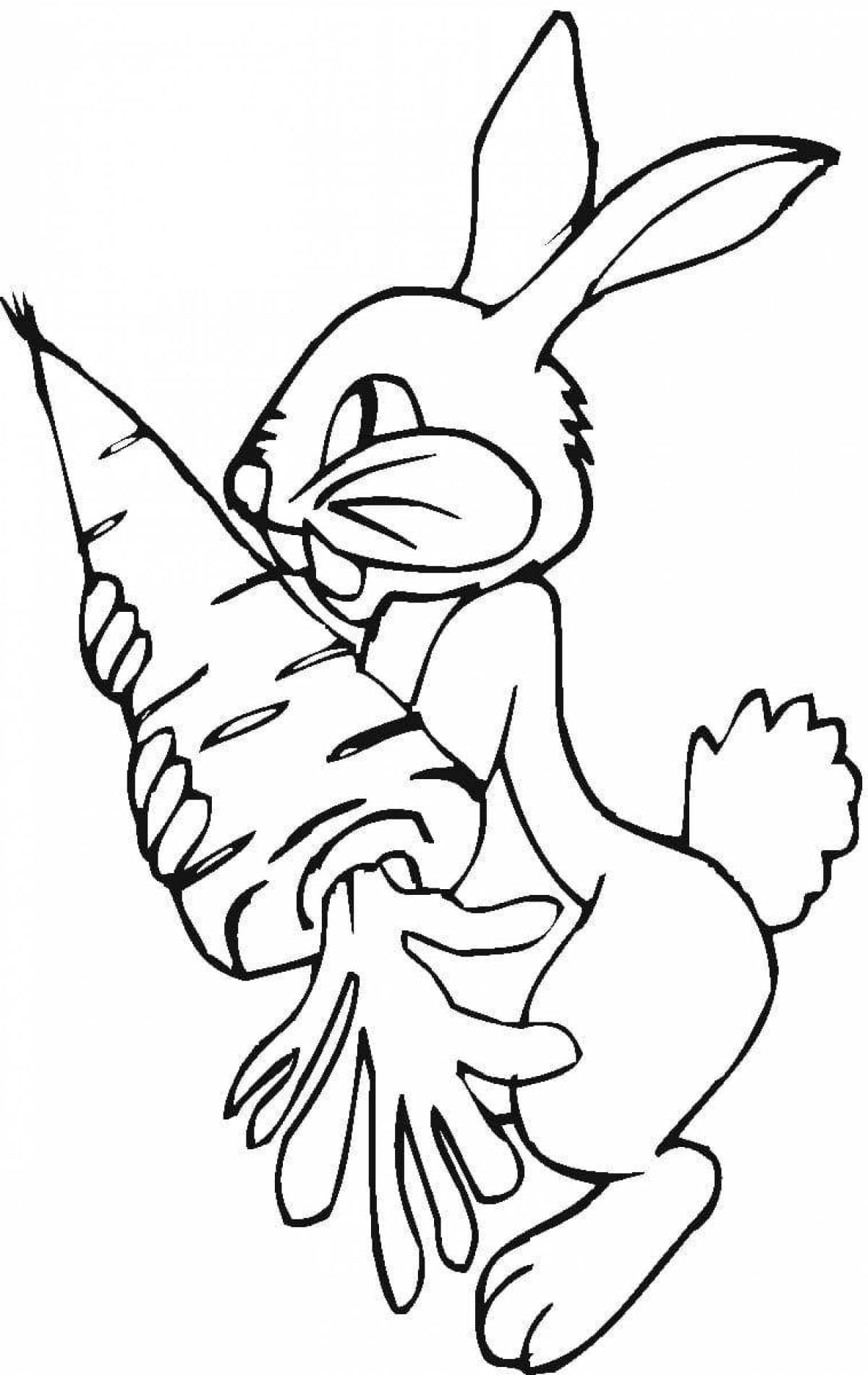 Coloring page adorable rabbit with carrots
