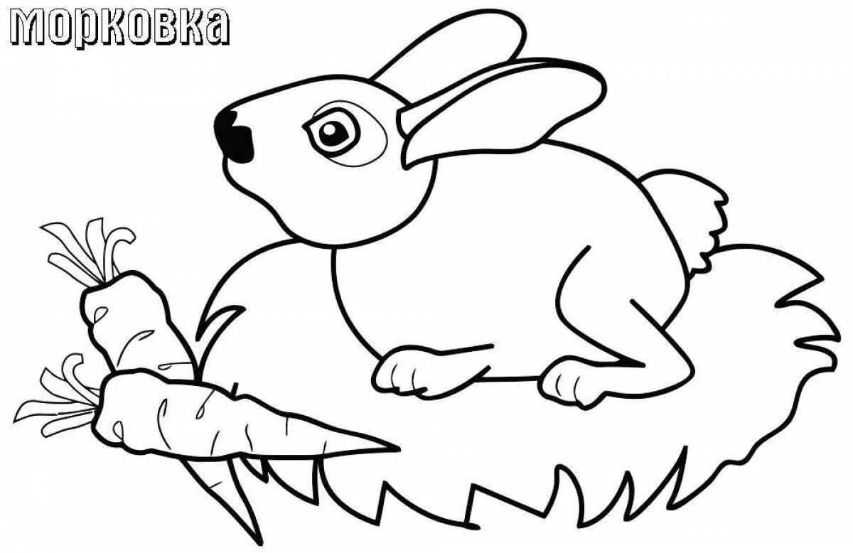 Coloring page adorable rabbit with carrots