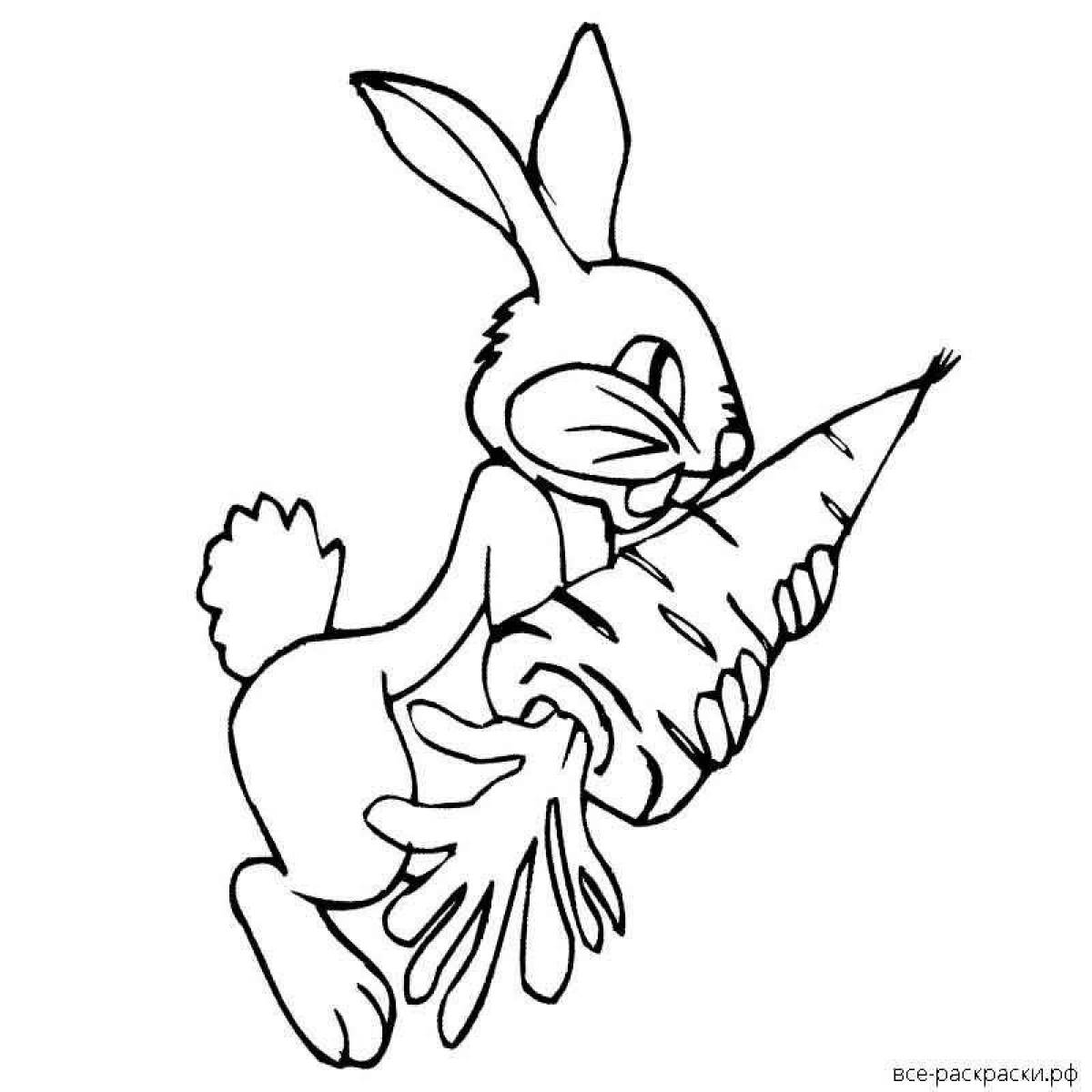 Coloring page witty rabbit with carrots