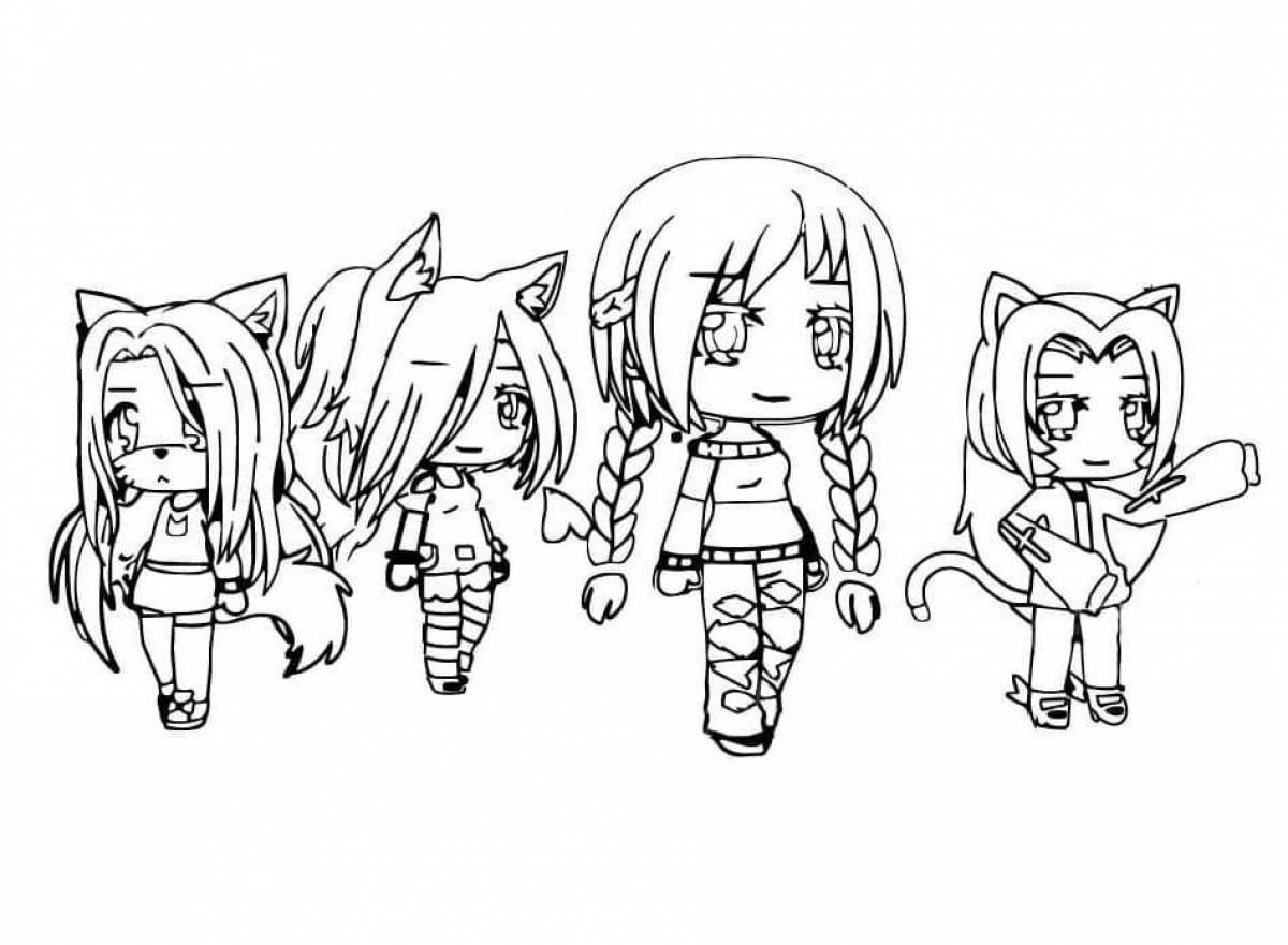 Glowing girls from gacha life coloring page