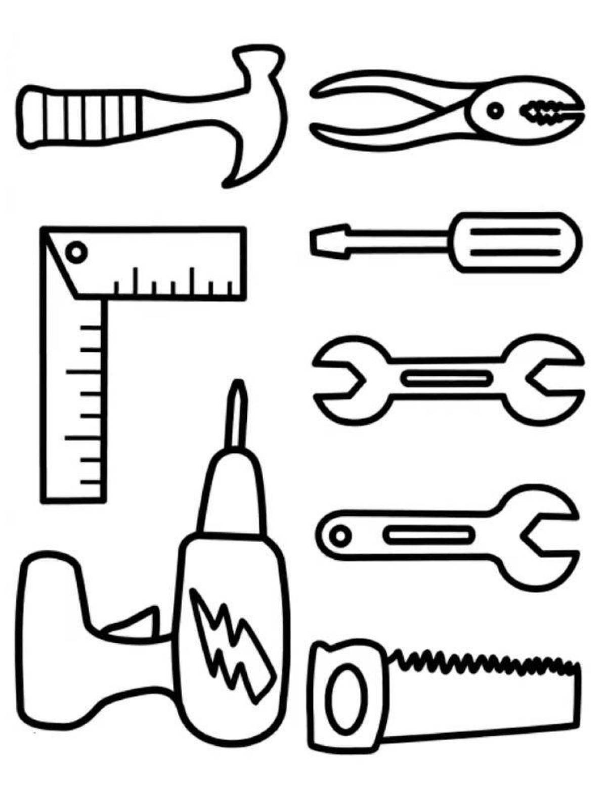 Exciting tool coloring page for kids