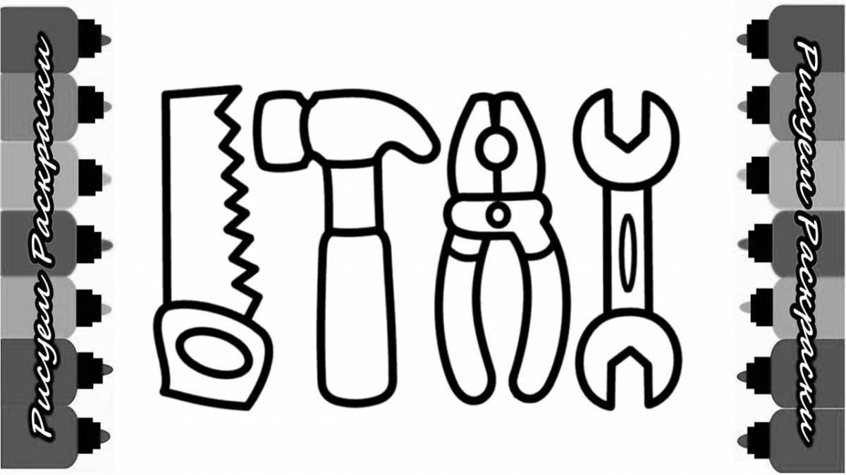 Coloring page of tools for kids