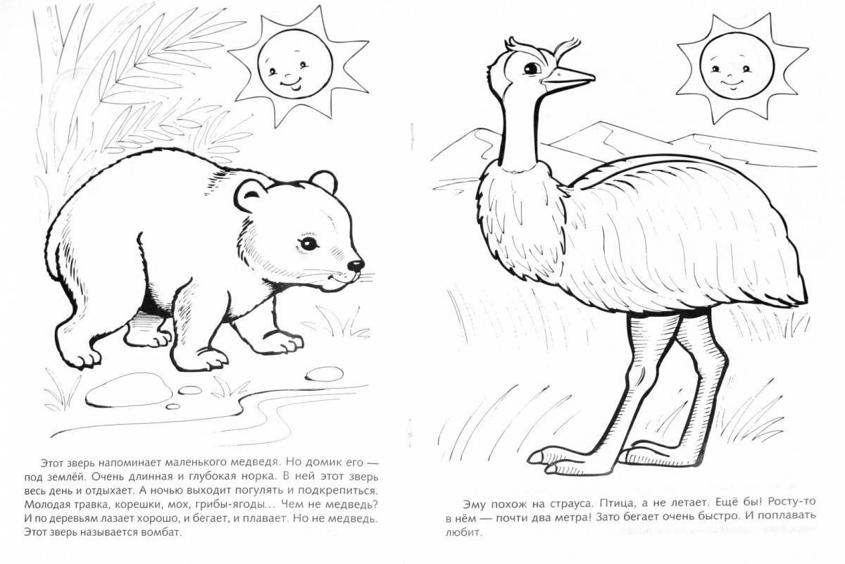 Coloring book glowing animals from the red book