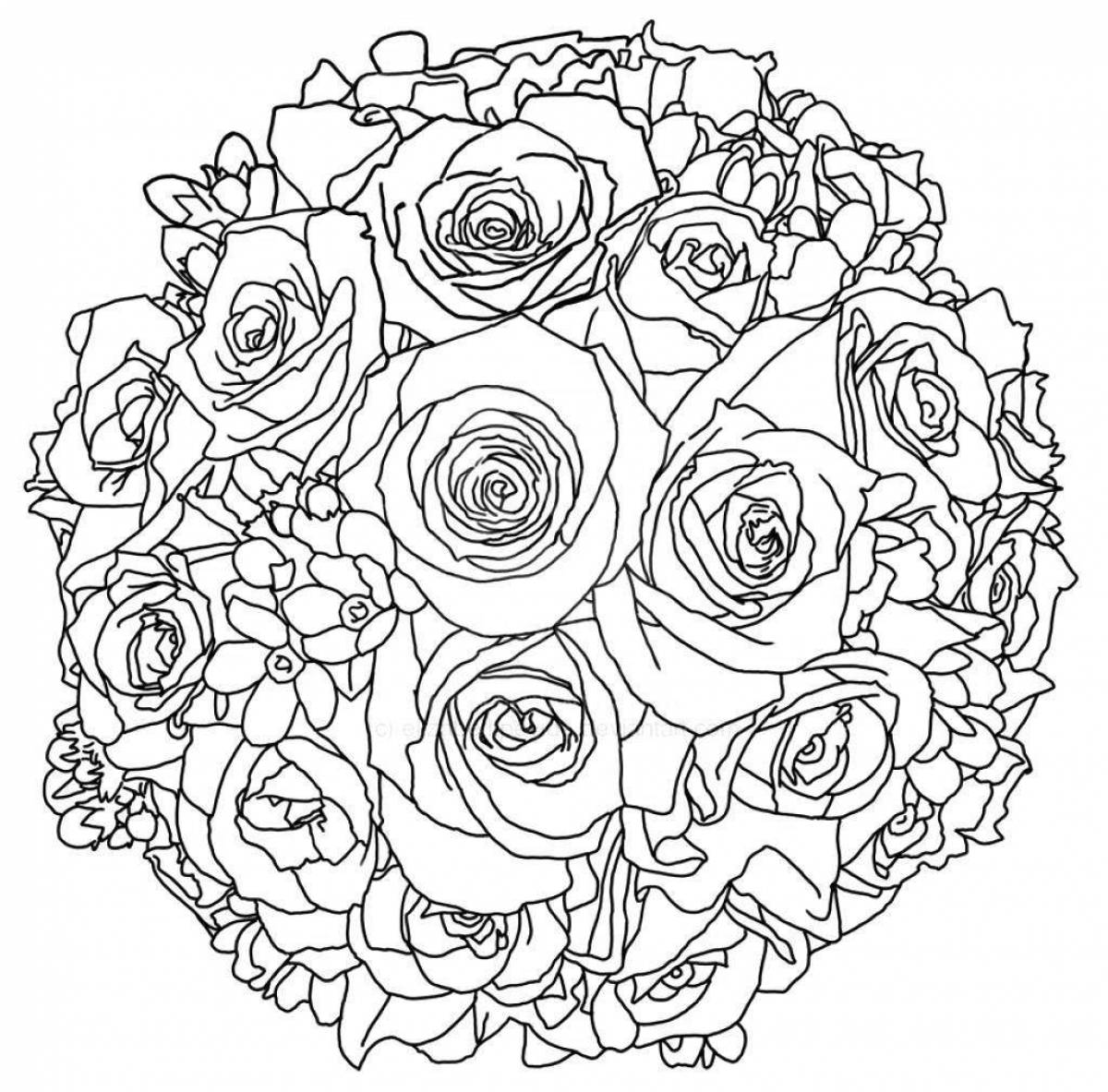 Раскраска букет цветов розы