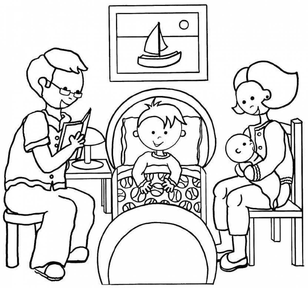 A fun family coloring book for kids aged 5-6