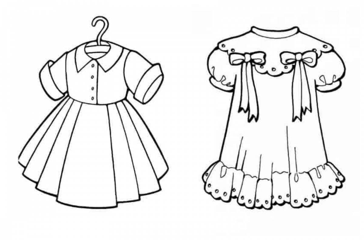 Яркое платье-раскраска для детей 3-4 лет