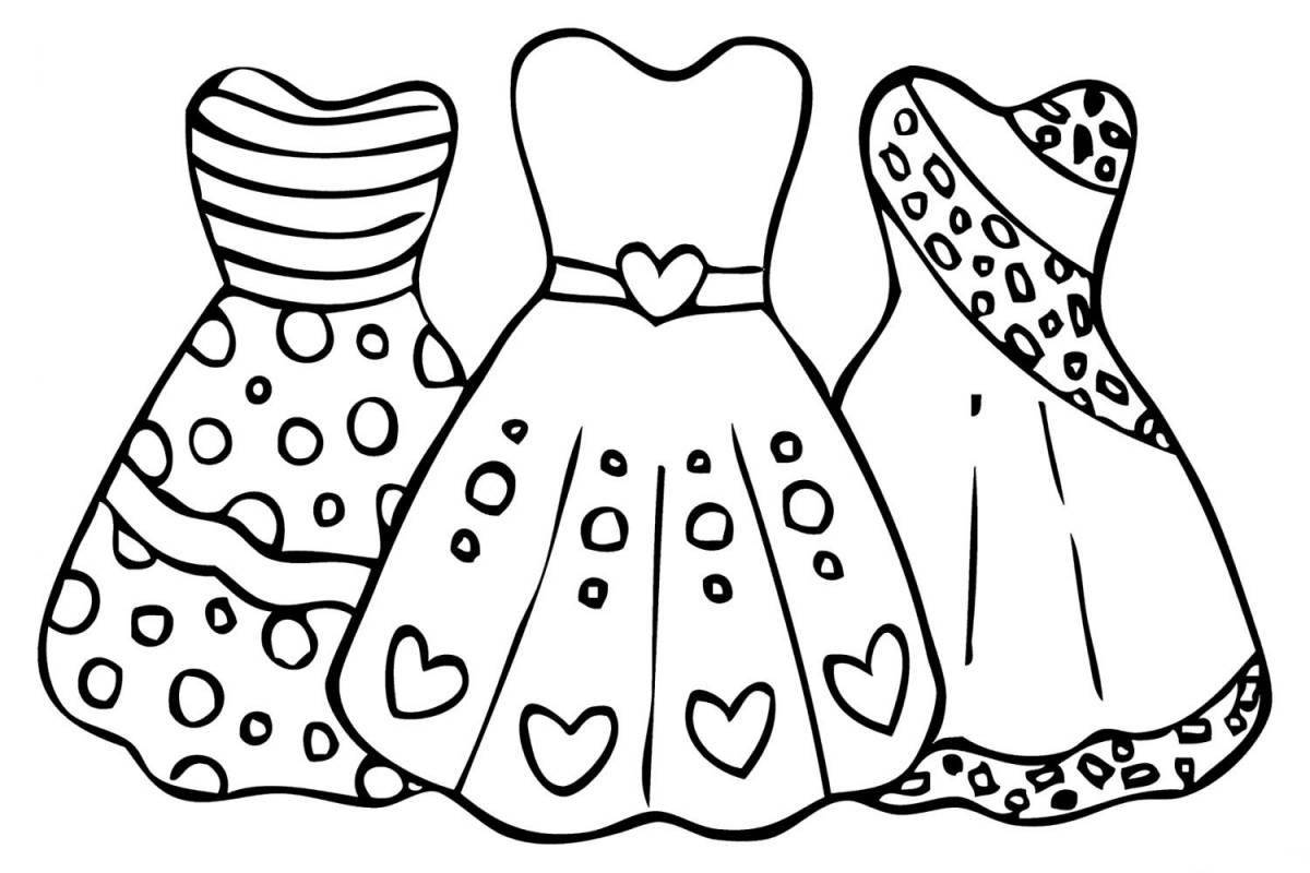 Раскраска с милым платьем для детей 3-4 лет