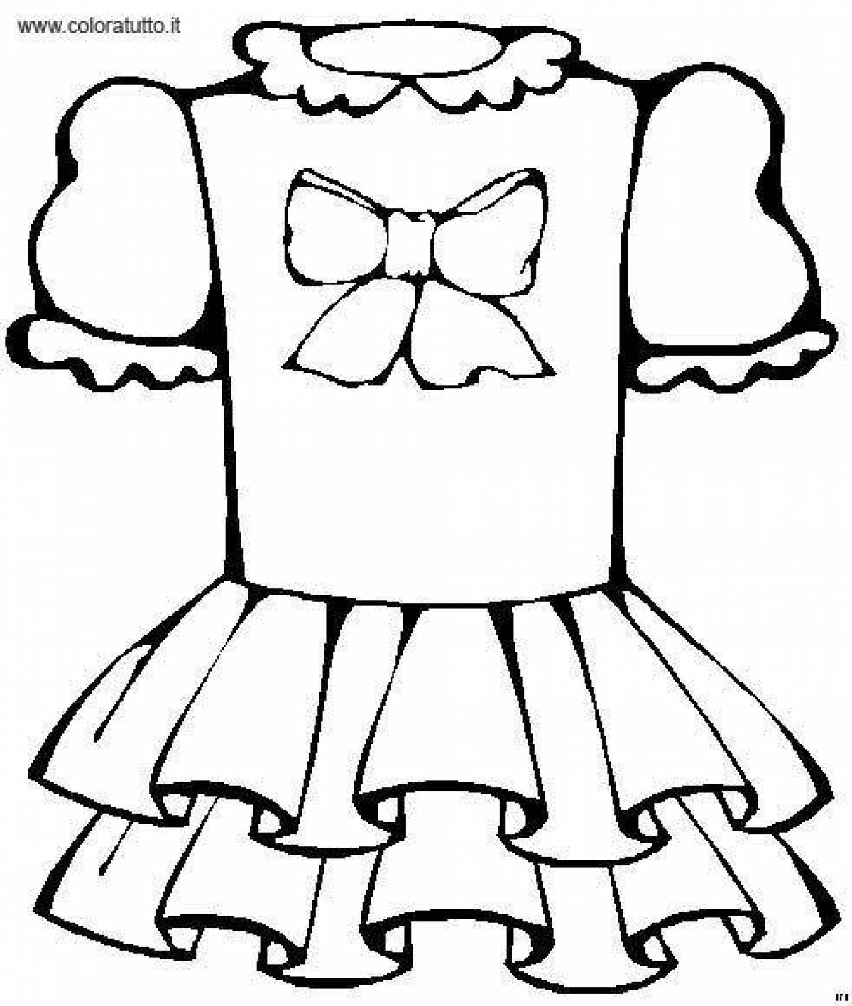 Страница раскраски с милым платьем для детей 3-4 лет