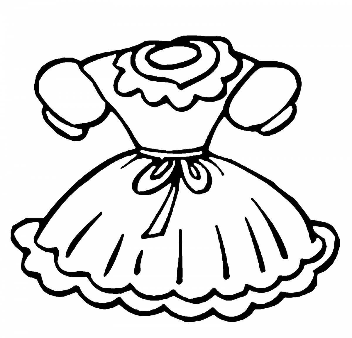 Coloring page stylish dress for children 3-4 years old