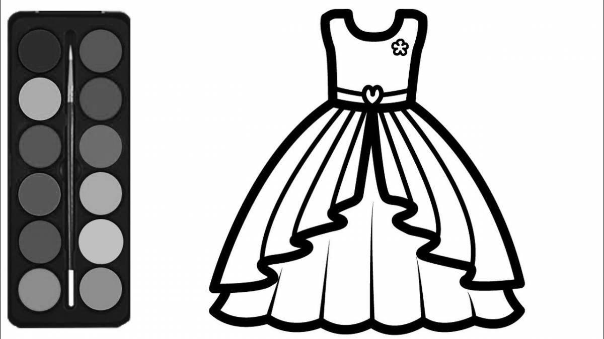 Раскраска «сияющее платье» для детей 3-4 лет