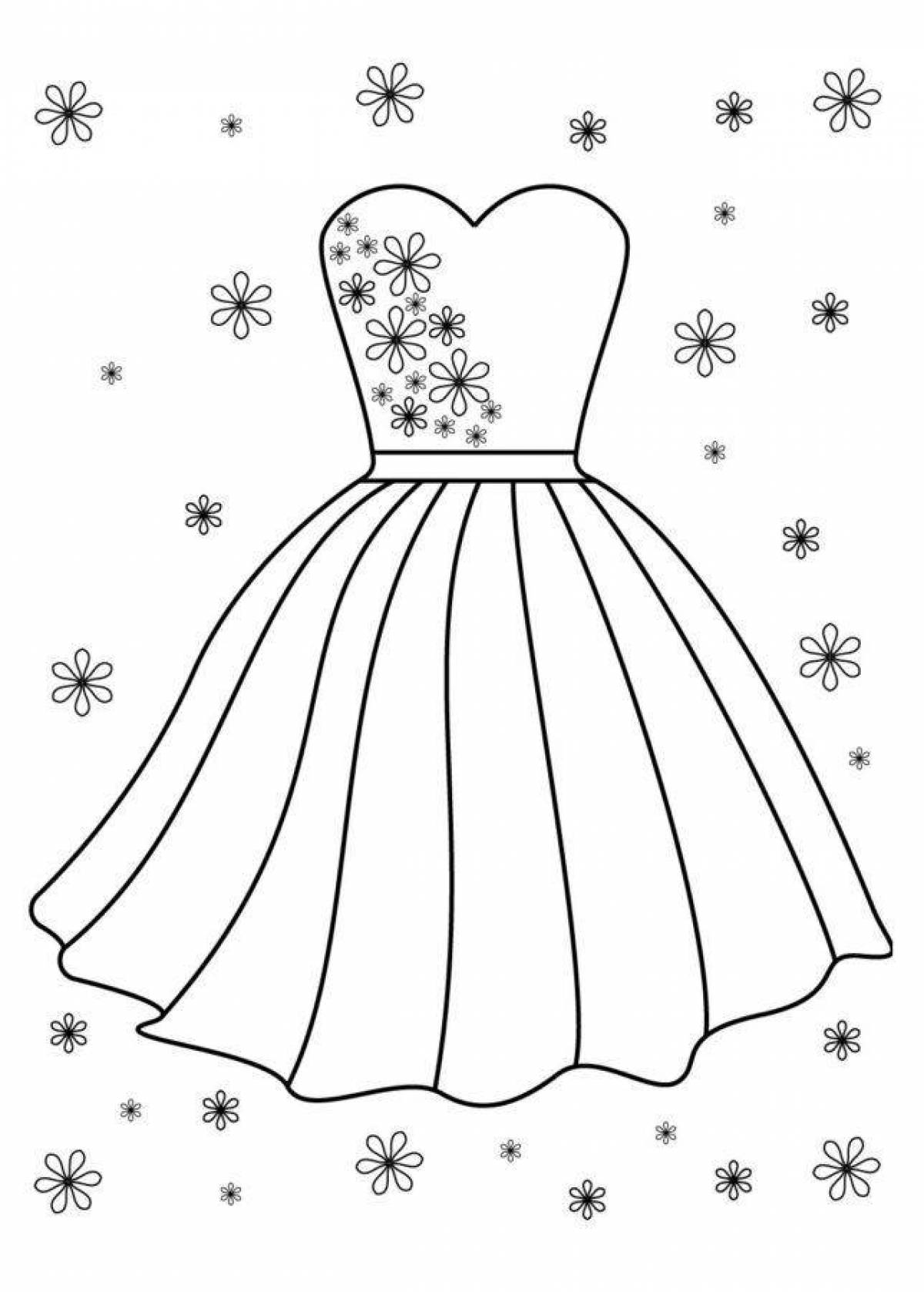 Раскраска «ослепительное платье» для детей 3-4 лет