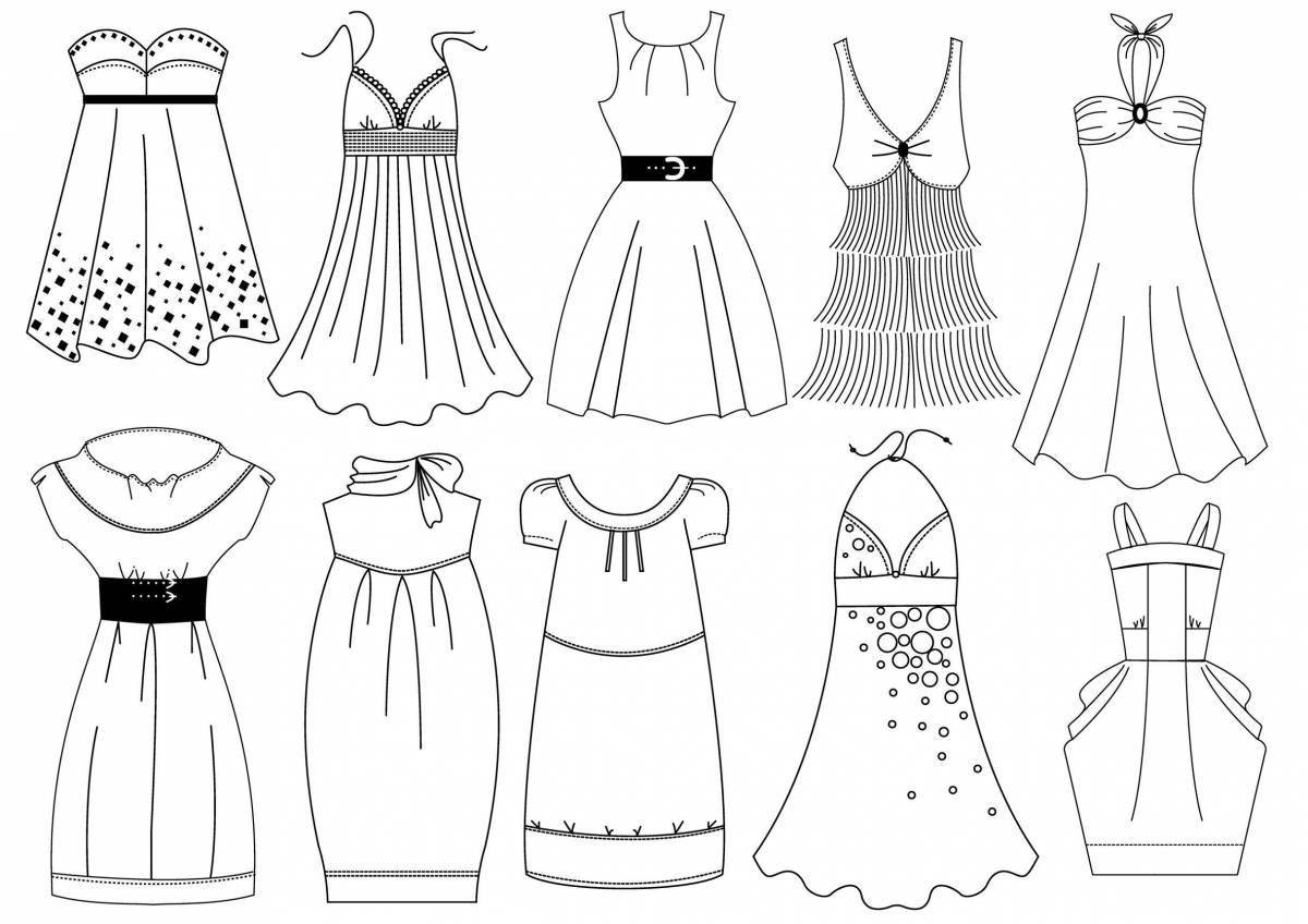 Glamorous dress coloring page for children 3-4 years old