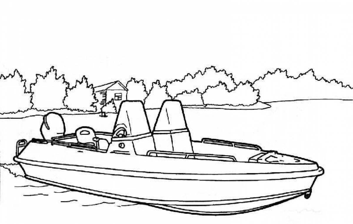 Яркая страница раскраски лодки