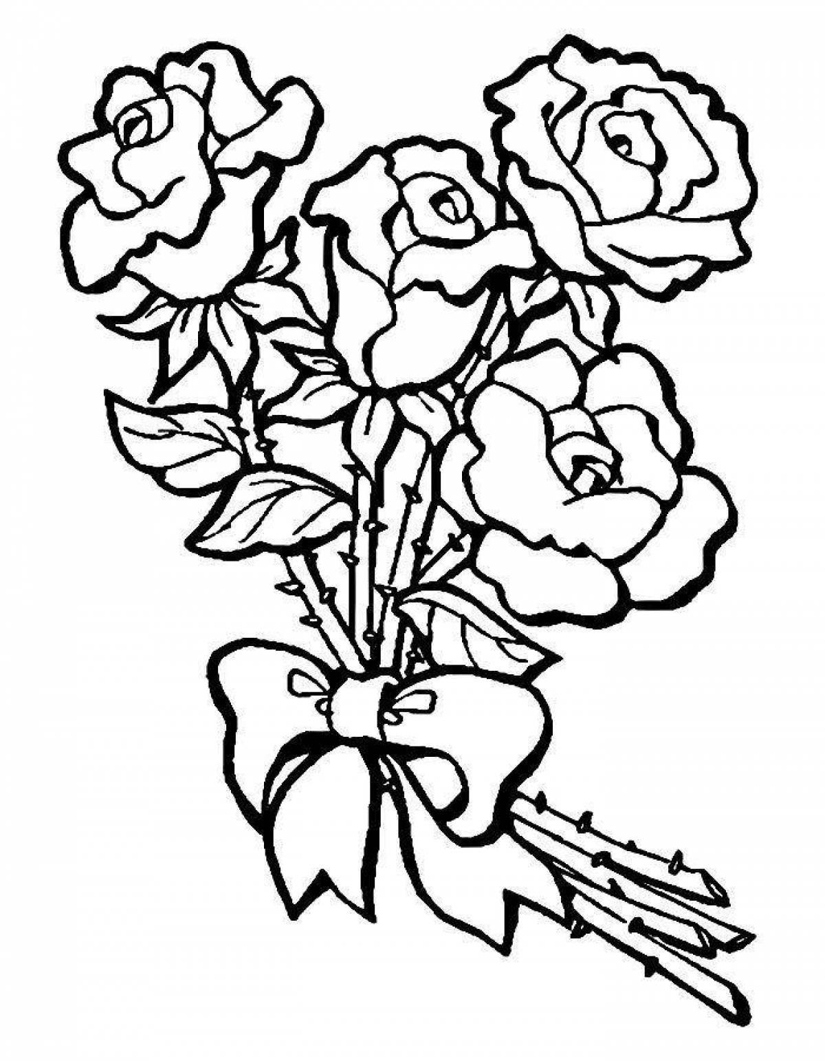 Раскраска прекрасный букет роз