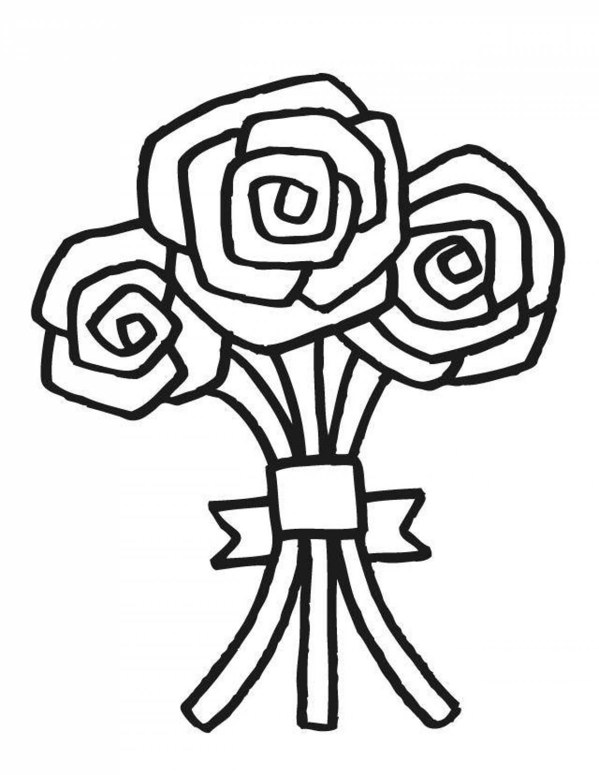 Coloring book beautiful bouquet of roses