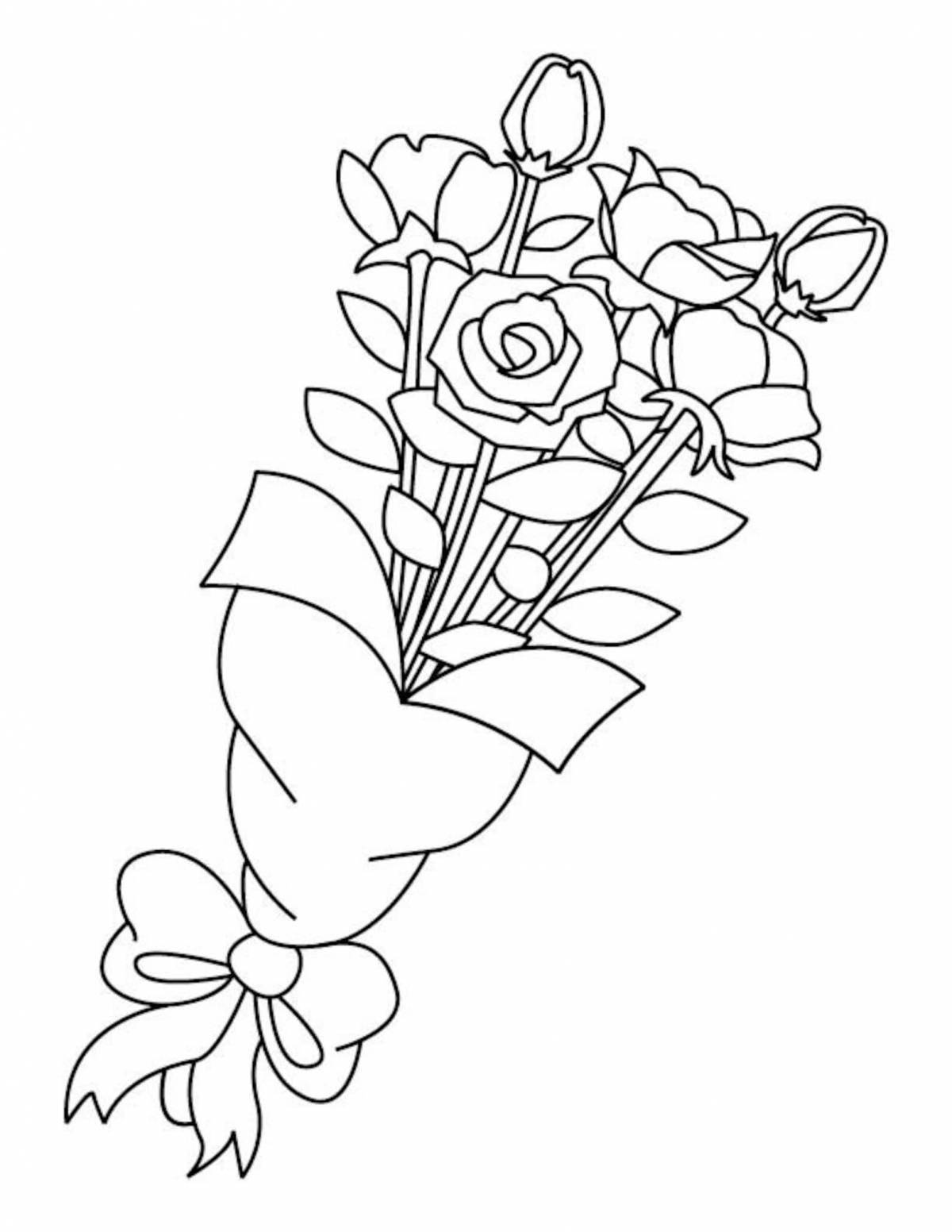 Coloring page inviting bouquet of roses