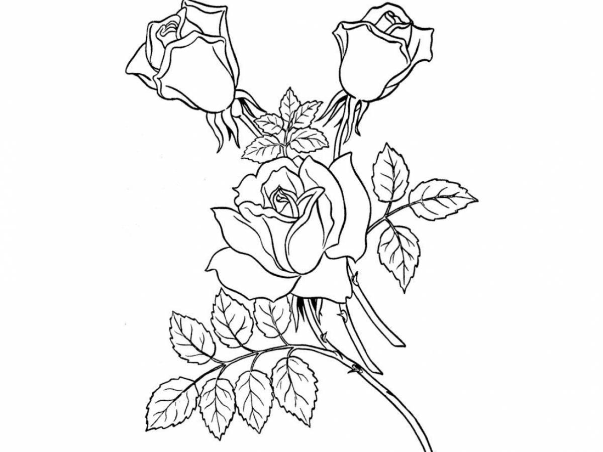 Coloring page captivating bouquet of roses
