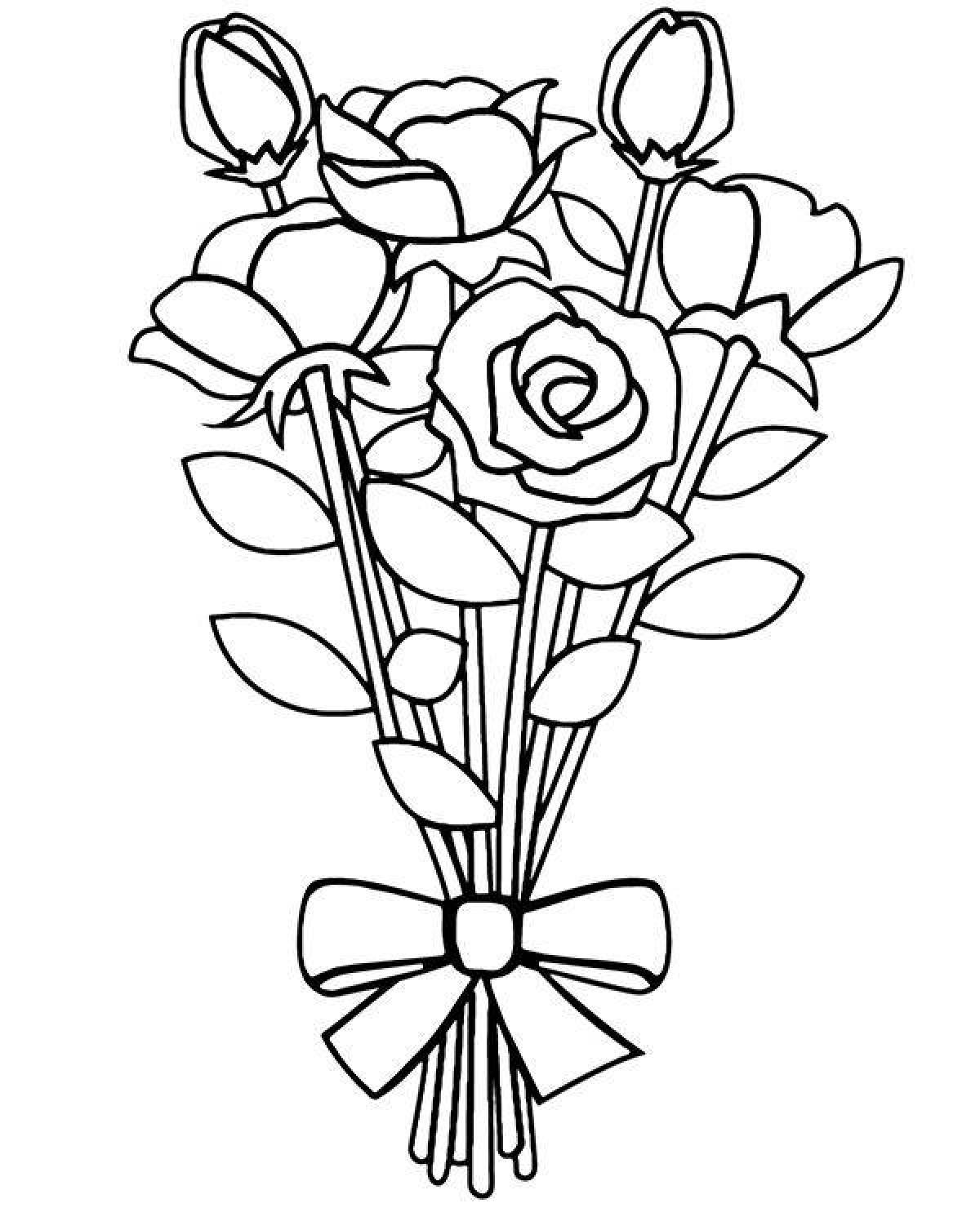 Coloring page dazzling bouquet of roses